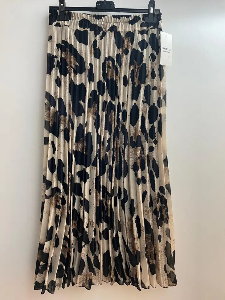 Leopard Printed Long Pleated Skirt