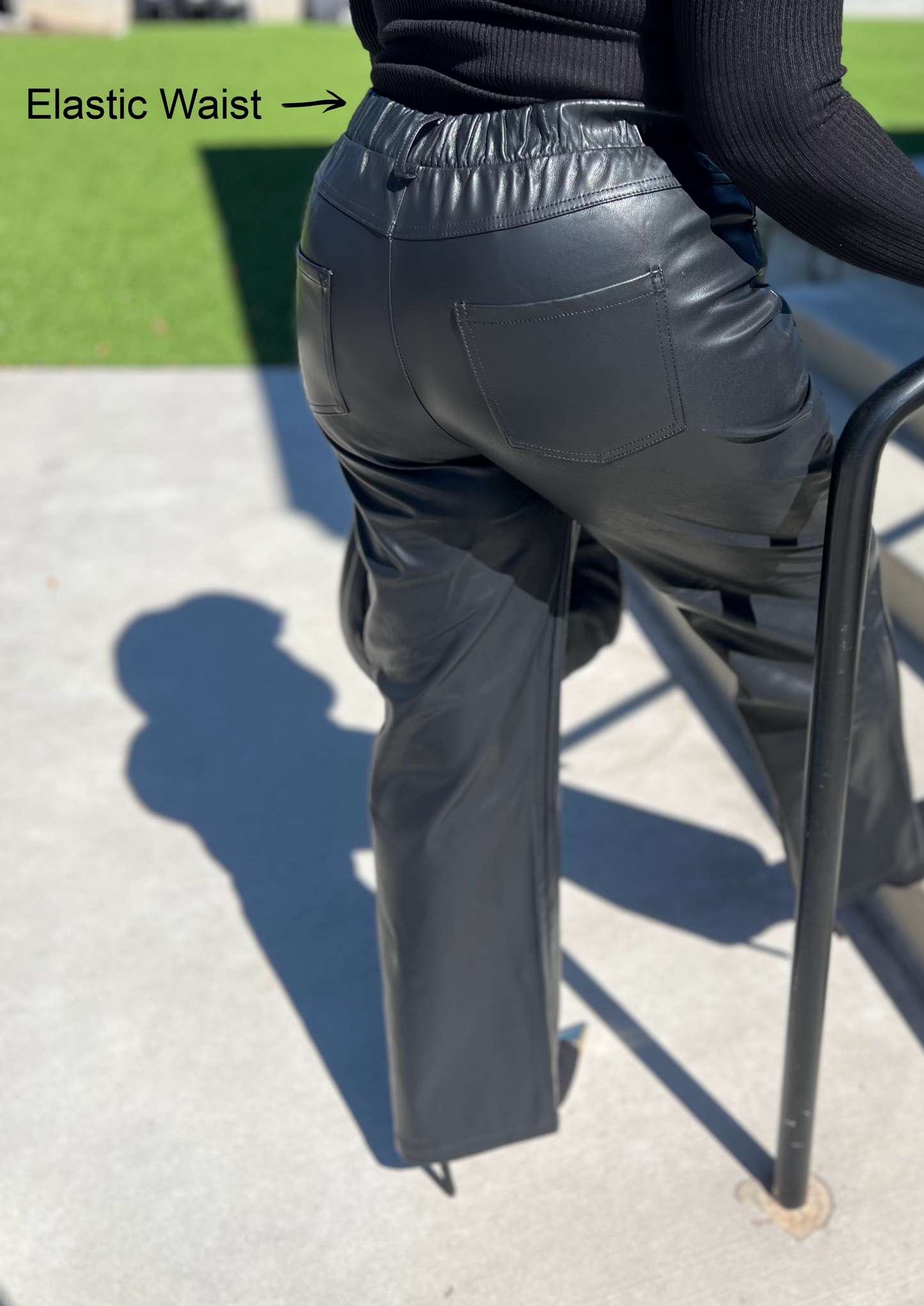 Vegan Leather High Waist Pants