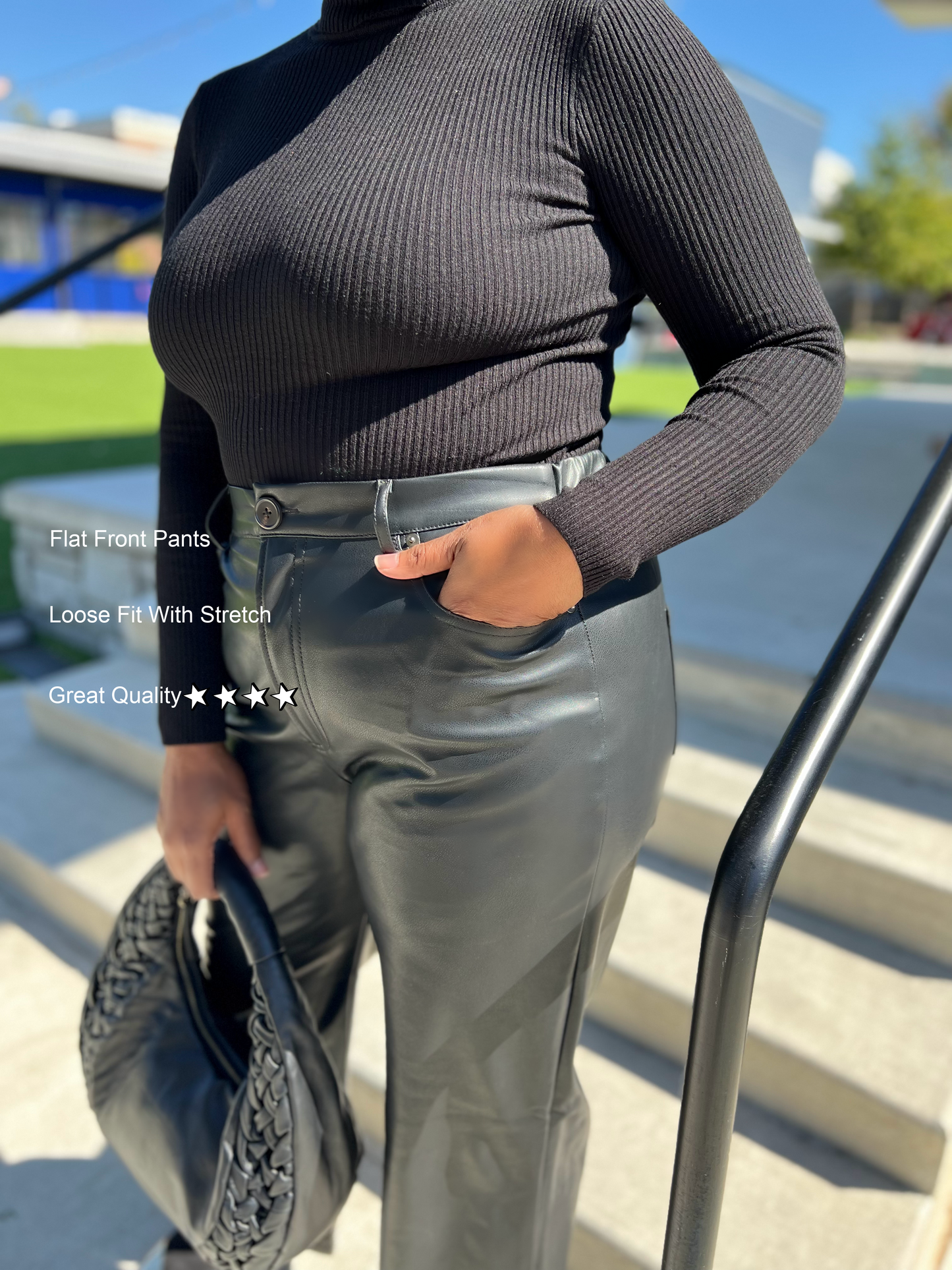 Vegan Leather High Waist Pants