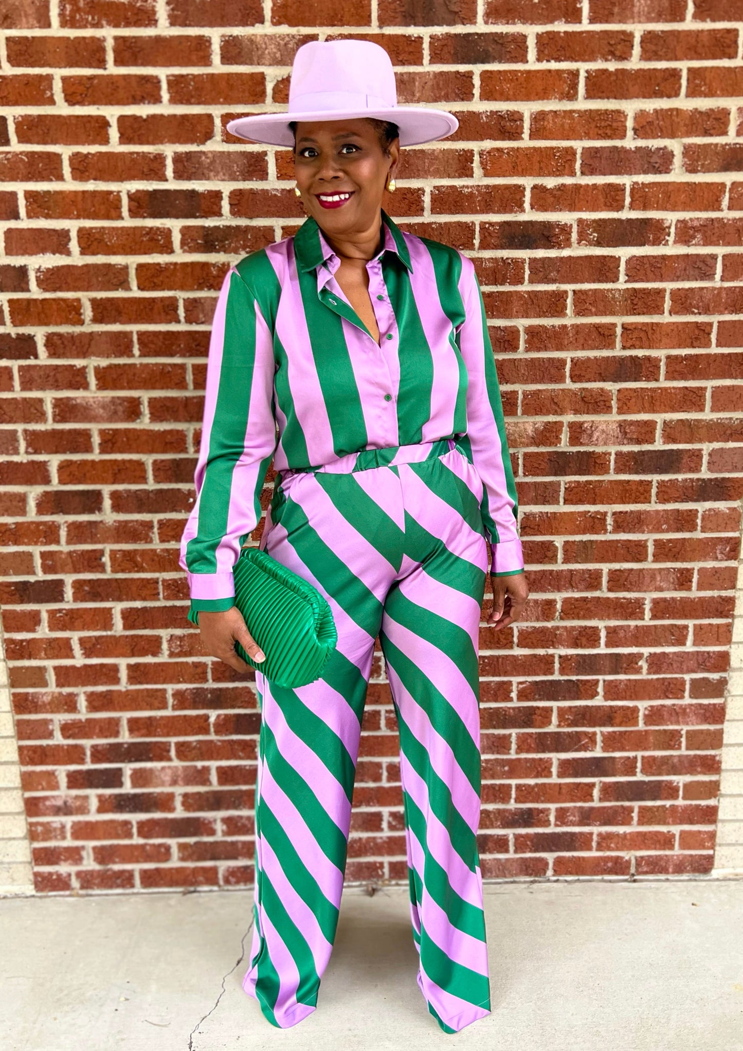 Striped Button Down Shirt with Matching Pants Set