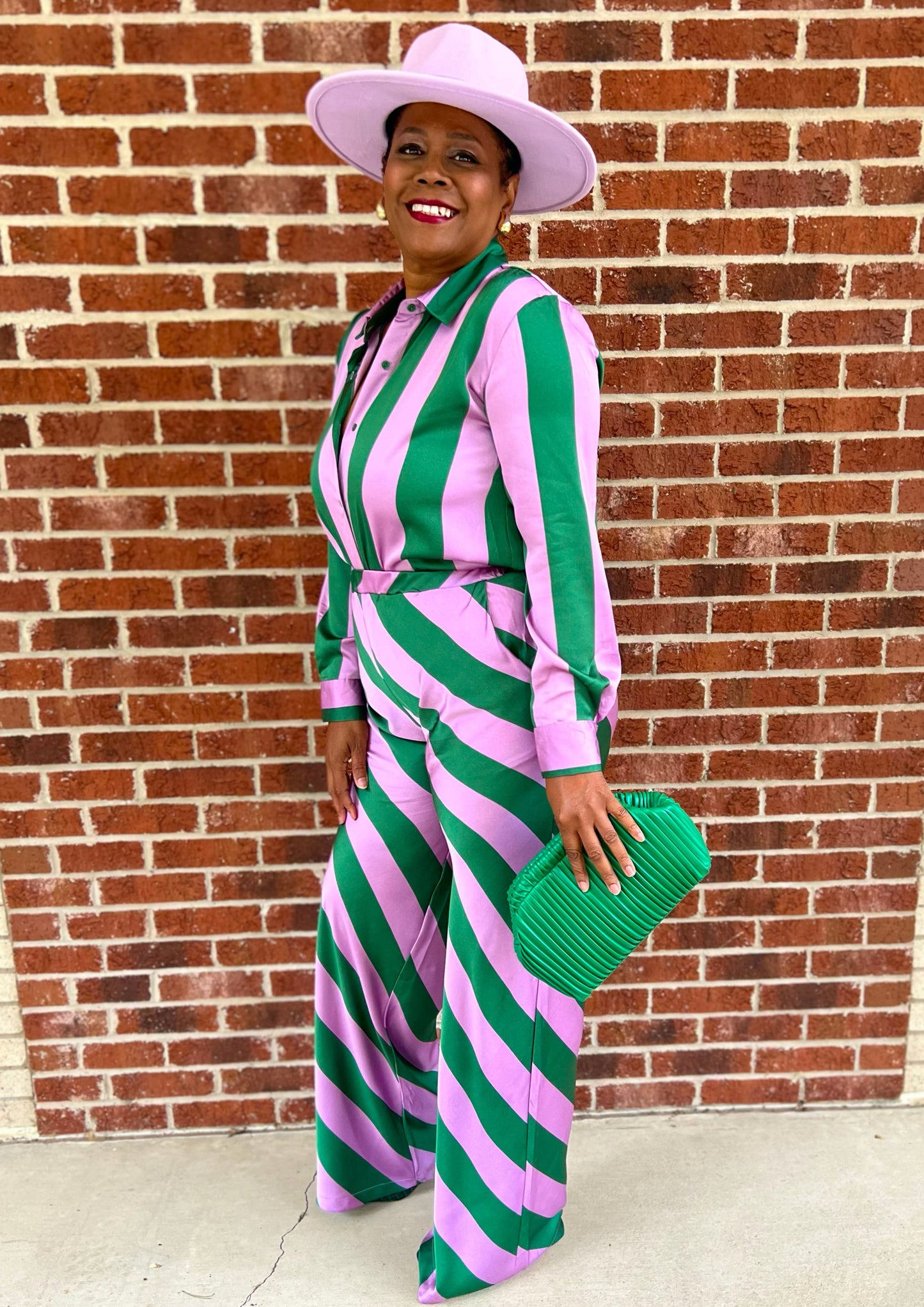 Striped Button Down Shirt with Matching Pants Set