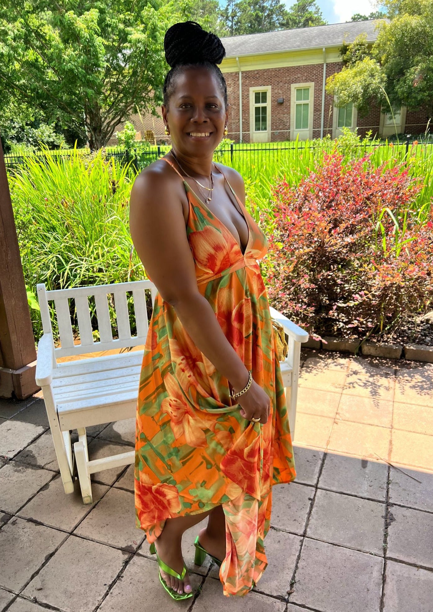 Spaghetti Strap Uneven Hem Maxi Dress