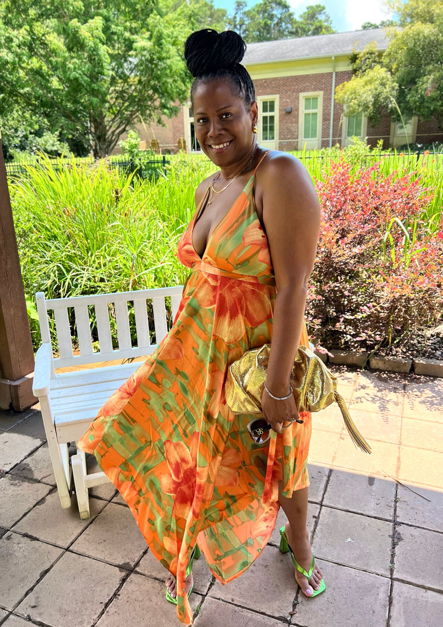 Spaghetti Strap Uneven Hem Maxi Dress