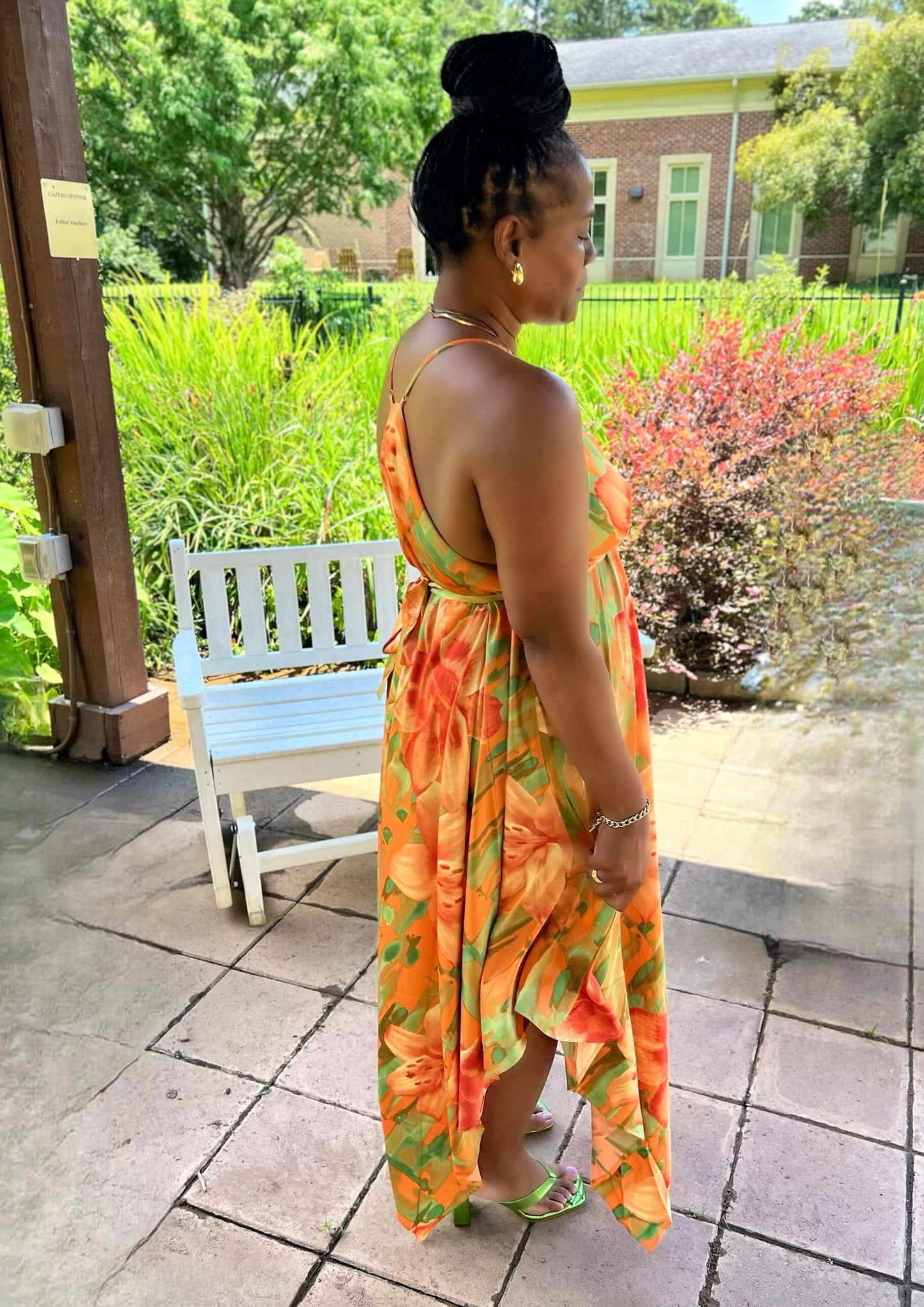 Spaghetti Strap Uneven Hem Maxi Dress