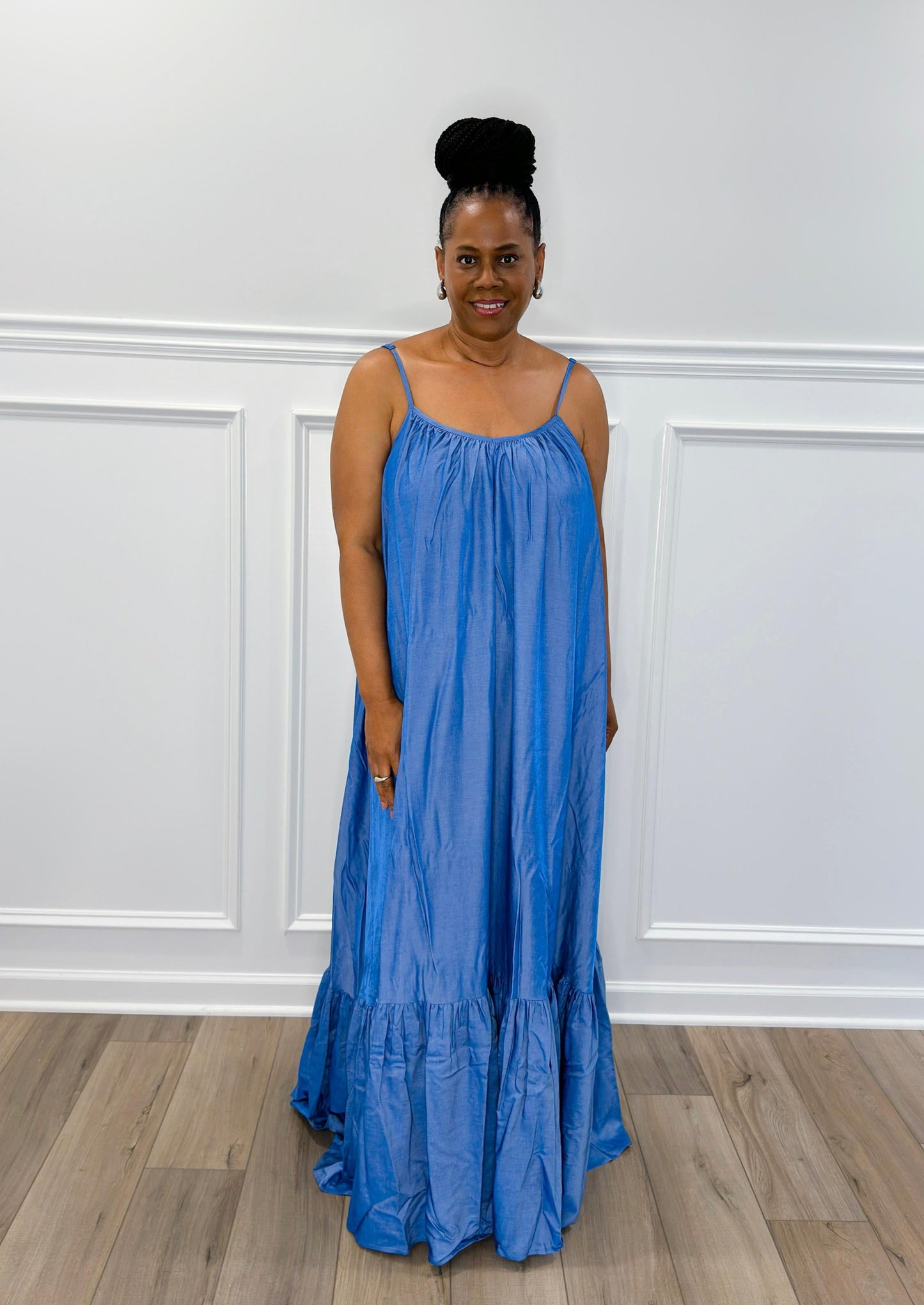 Denim Voluminous Maxi Dress