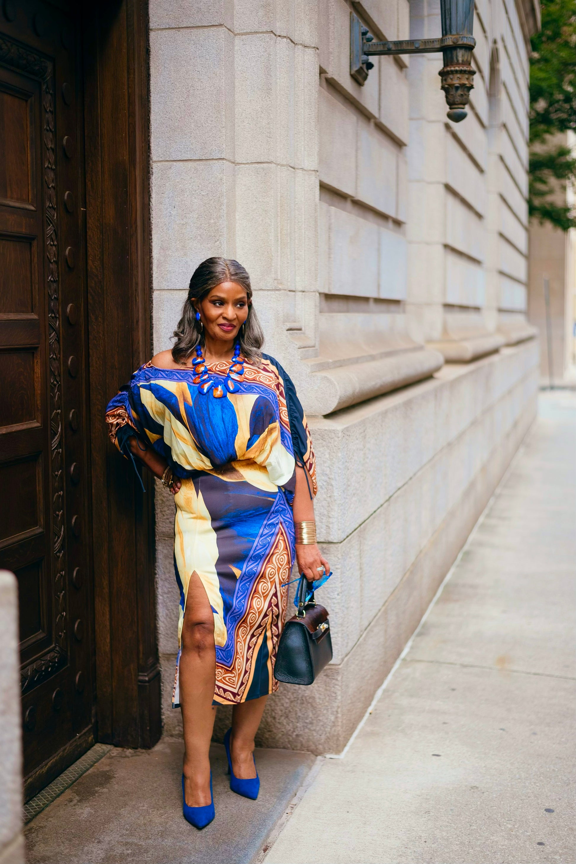 Cropped Blouse & Slit Skirt
