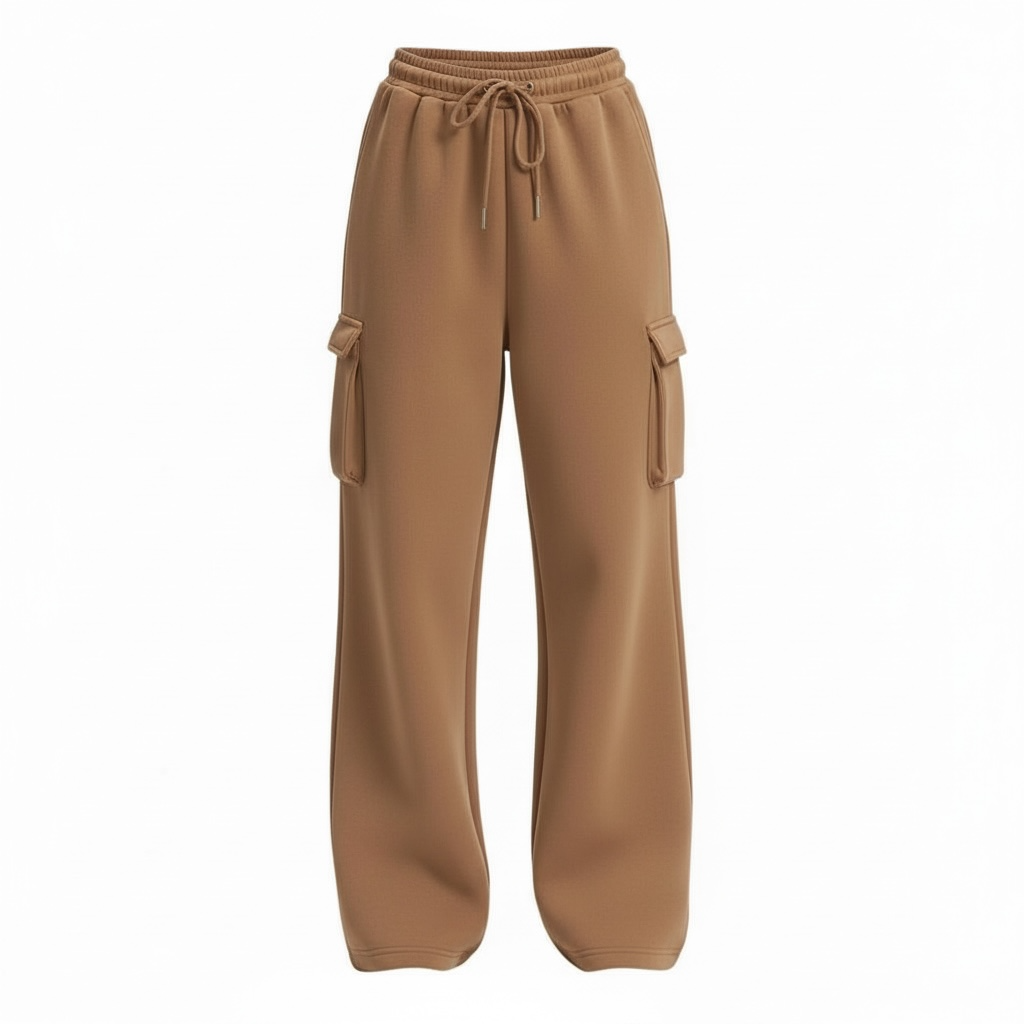 Drawstring Cargo Sweatpants: MOCHA