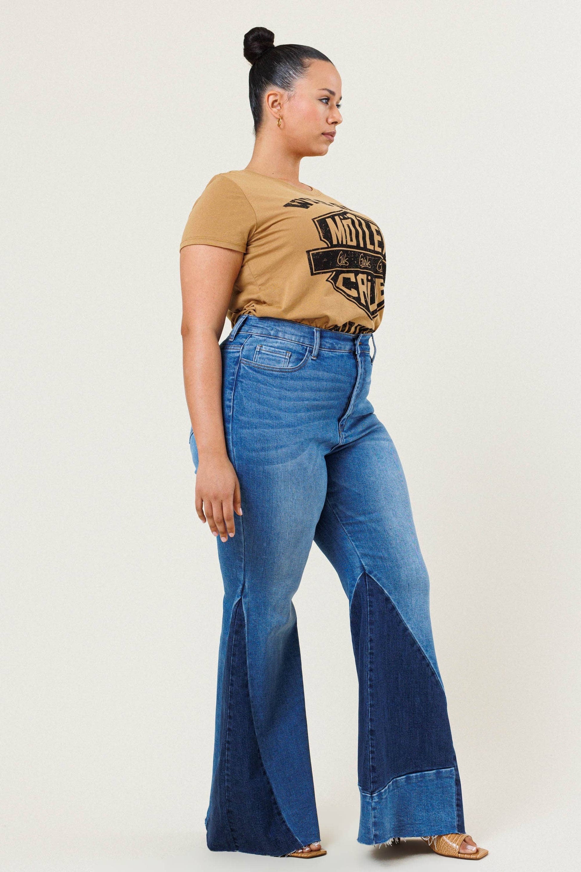 Color Block Flare Jeans