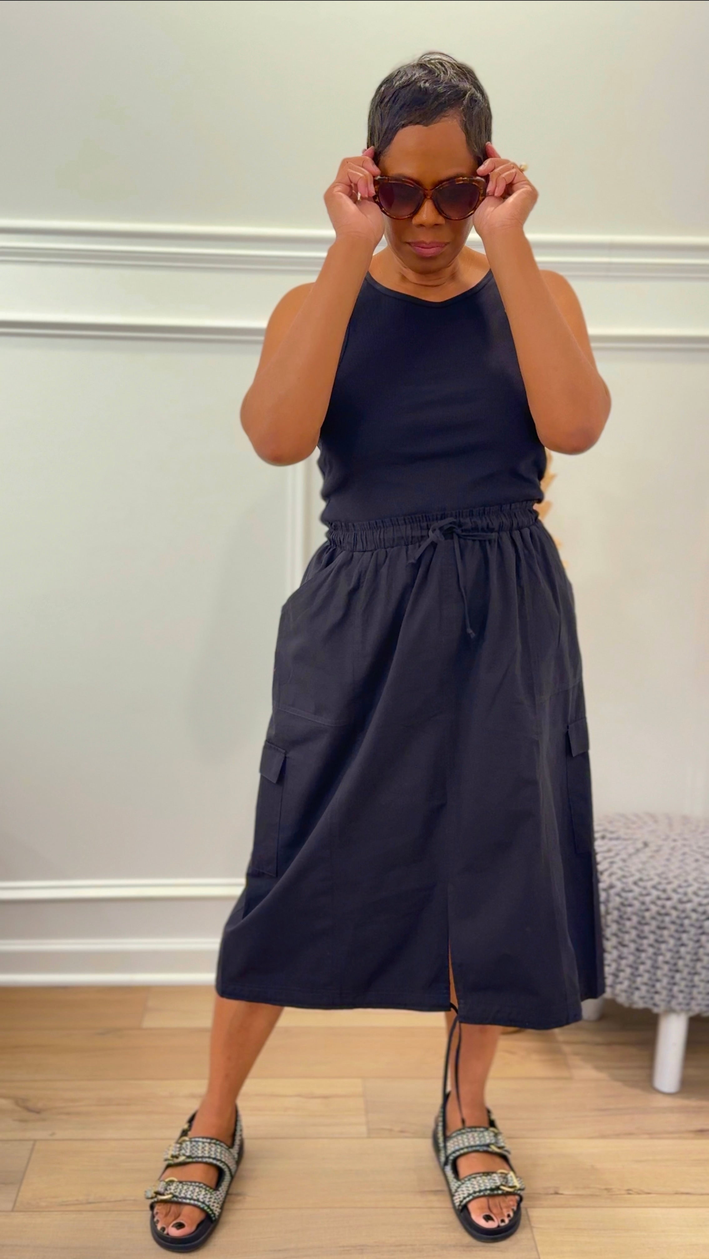 Cargo Luxe Sleeveless Midi Dress