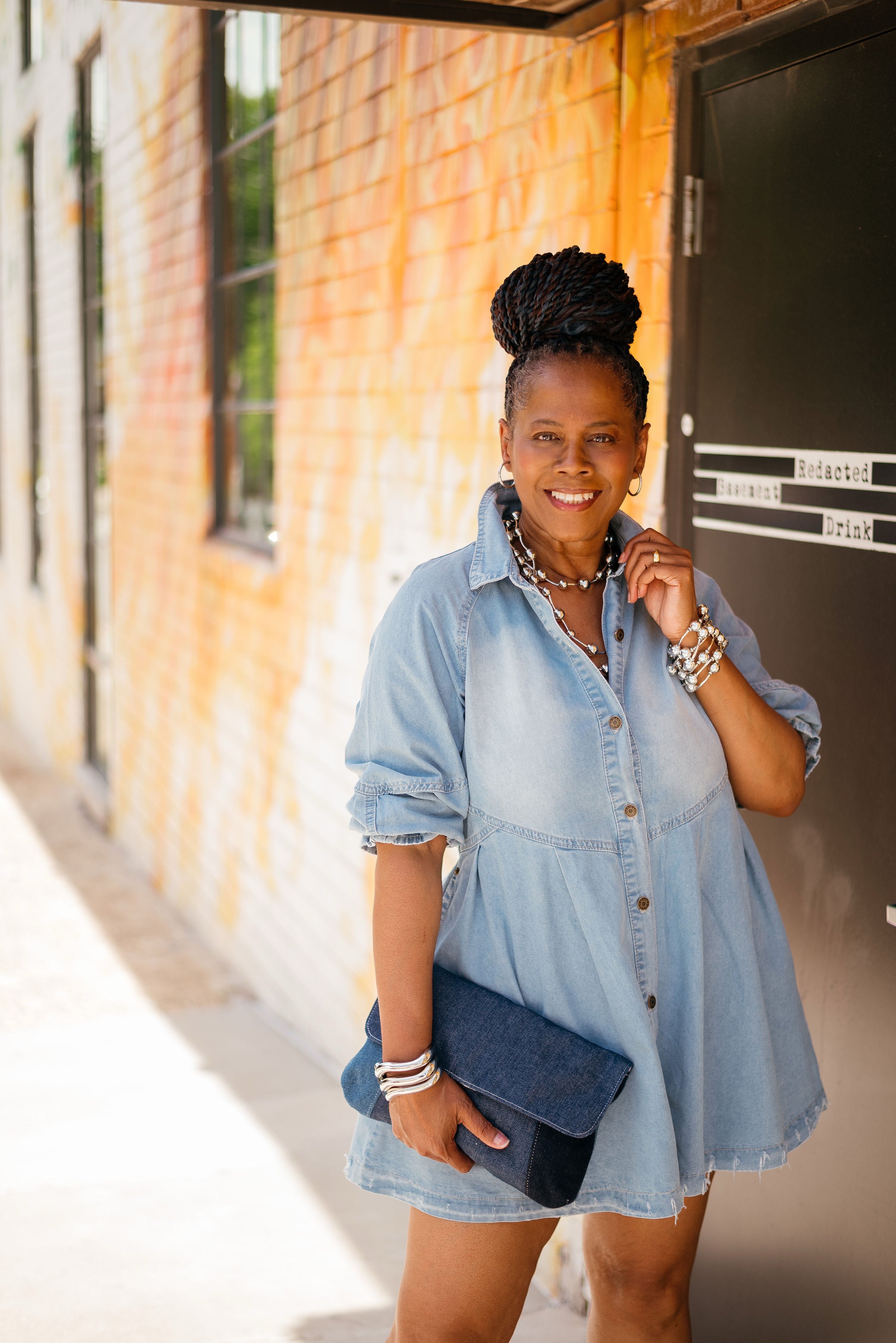 Button Down Denim Shirt Dress