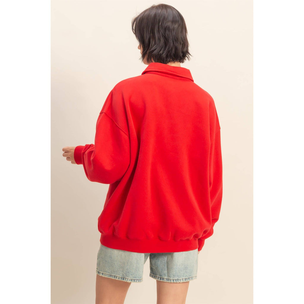 Oversized Polo Collared Pullover