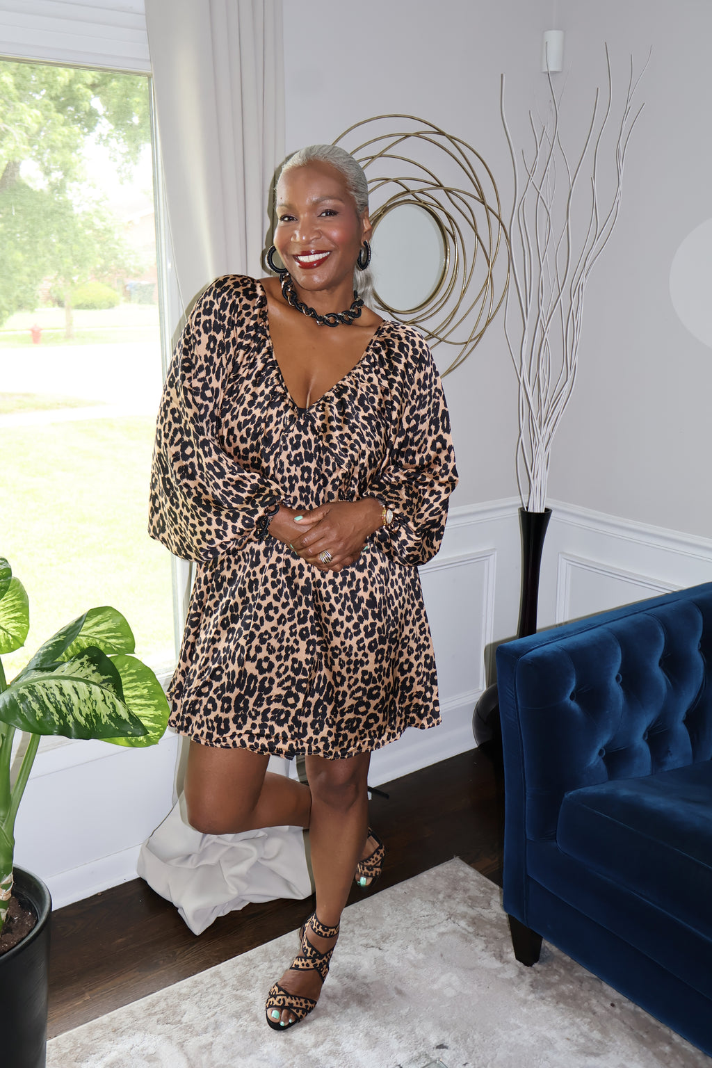 Best Seller! Shirred Satin Mini Dress | Leopard Print