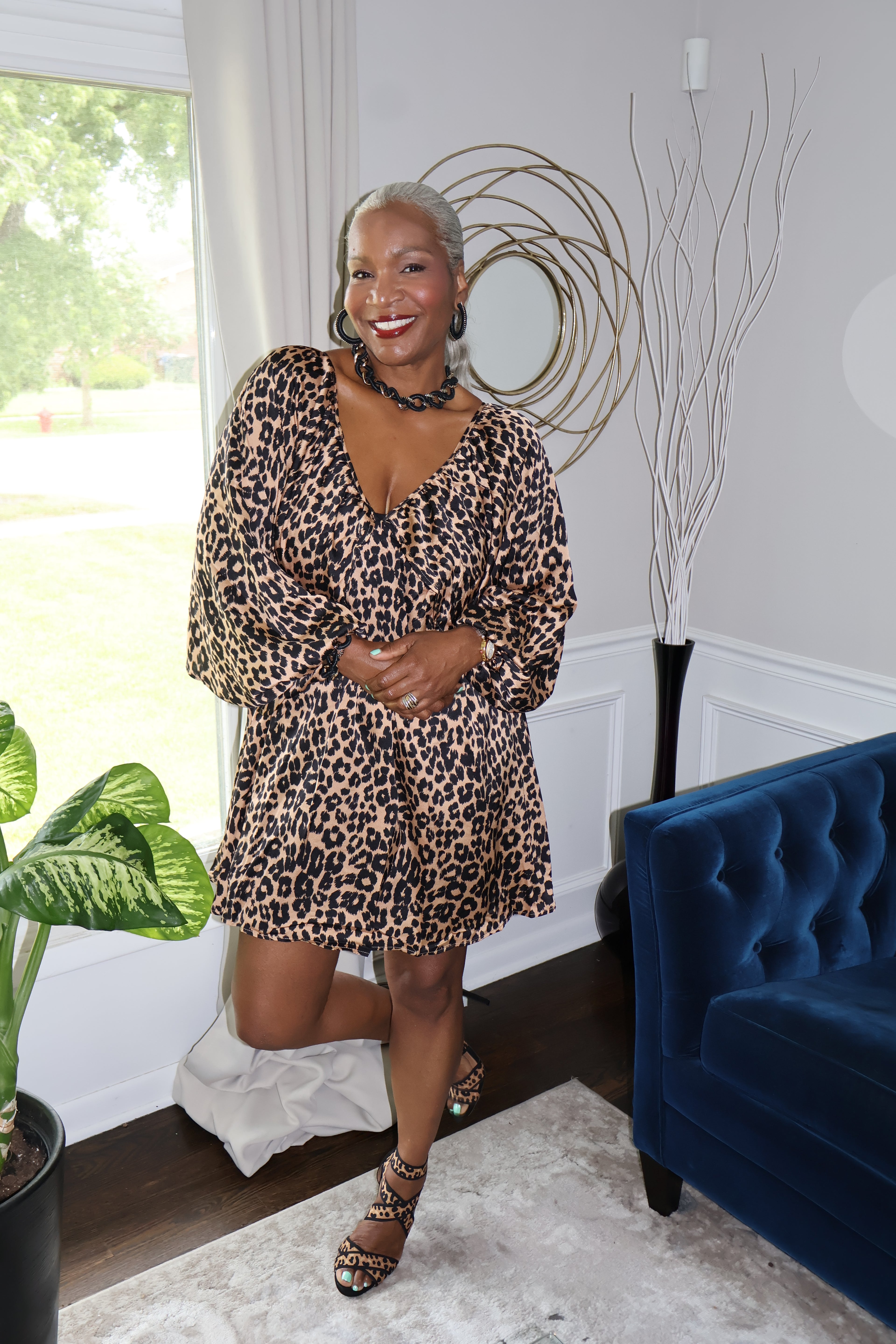 Best Seller! Shirred Satin Mini Dress | Leopard Print
