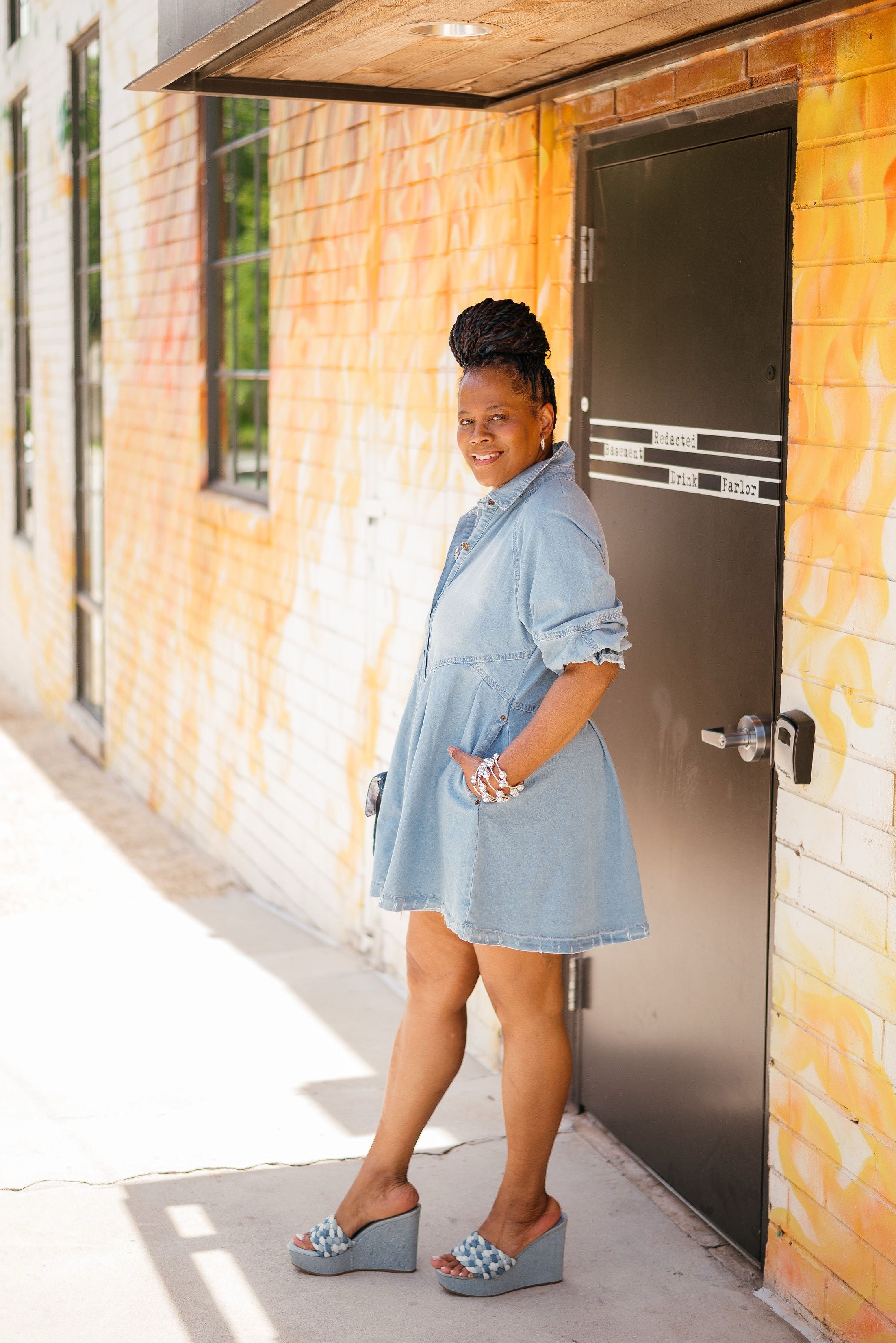 Button Down Denim Shirt Dress