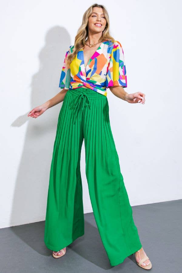 Pleat Me Please Pants -Green
