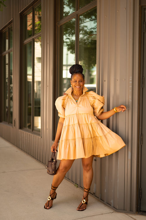 Balloon Sleeve Babydoll Dress