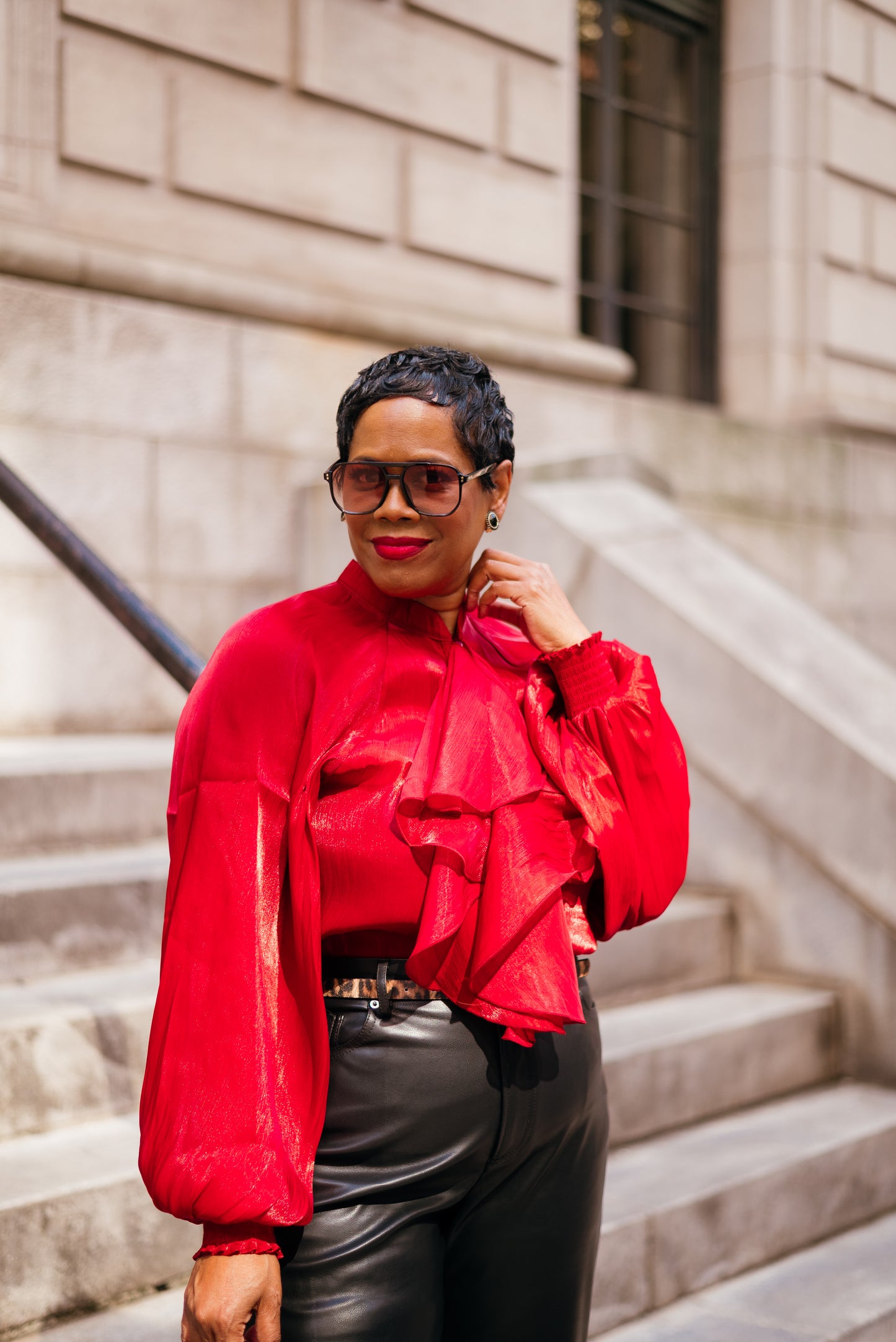 Garnet Glam Ruffle Blouse