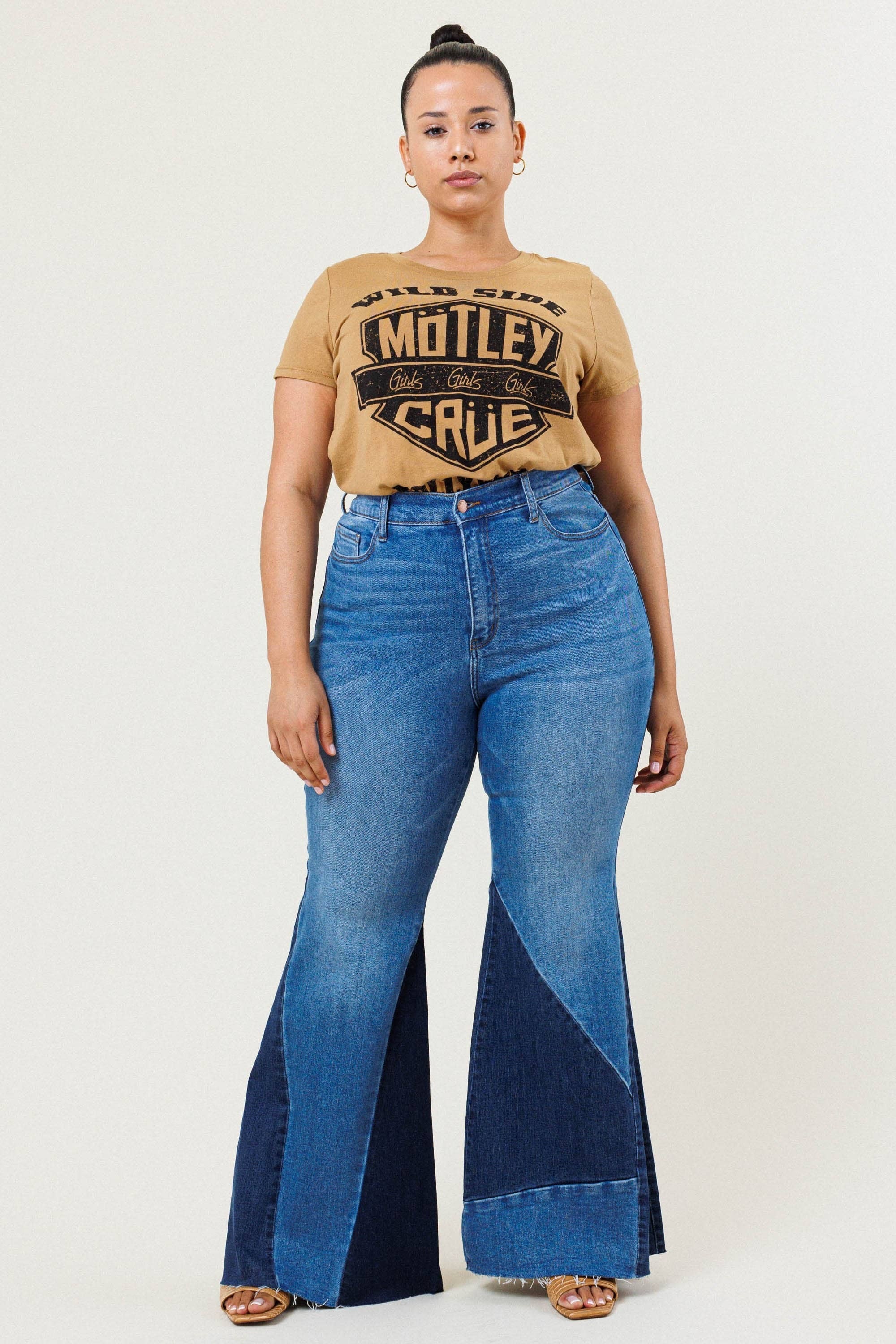 Color Block Flare Jeans