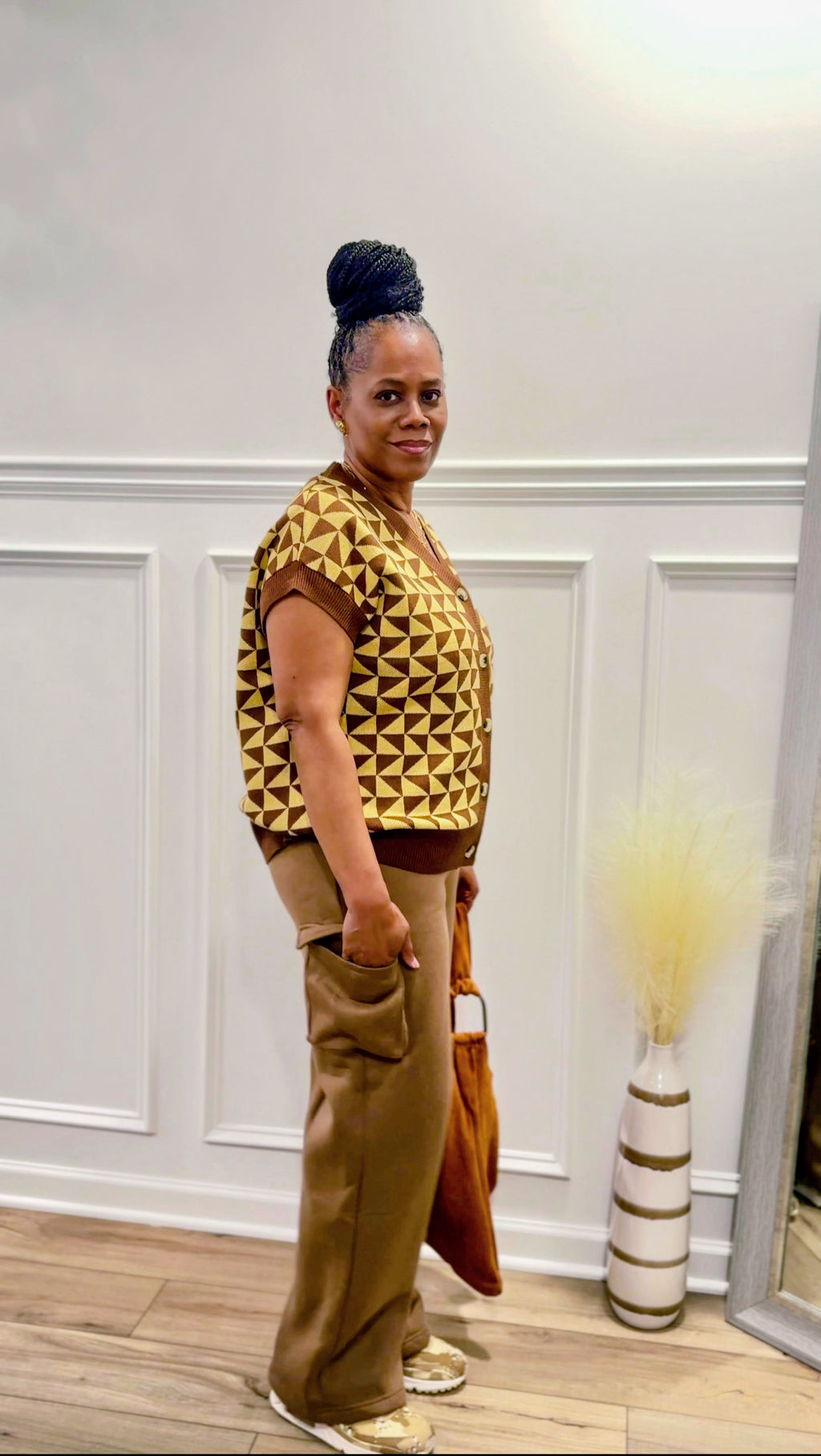 Drawstring Cargo Sweatpants: MOCHA