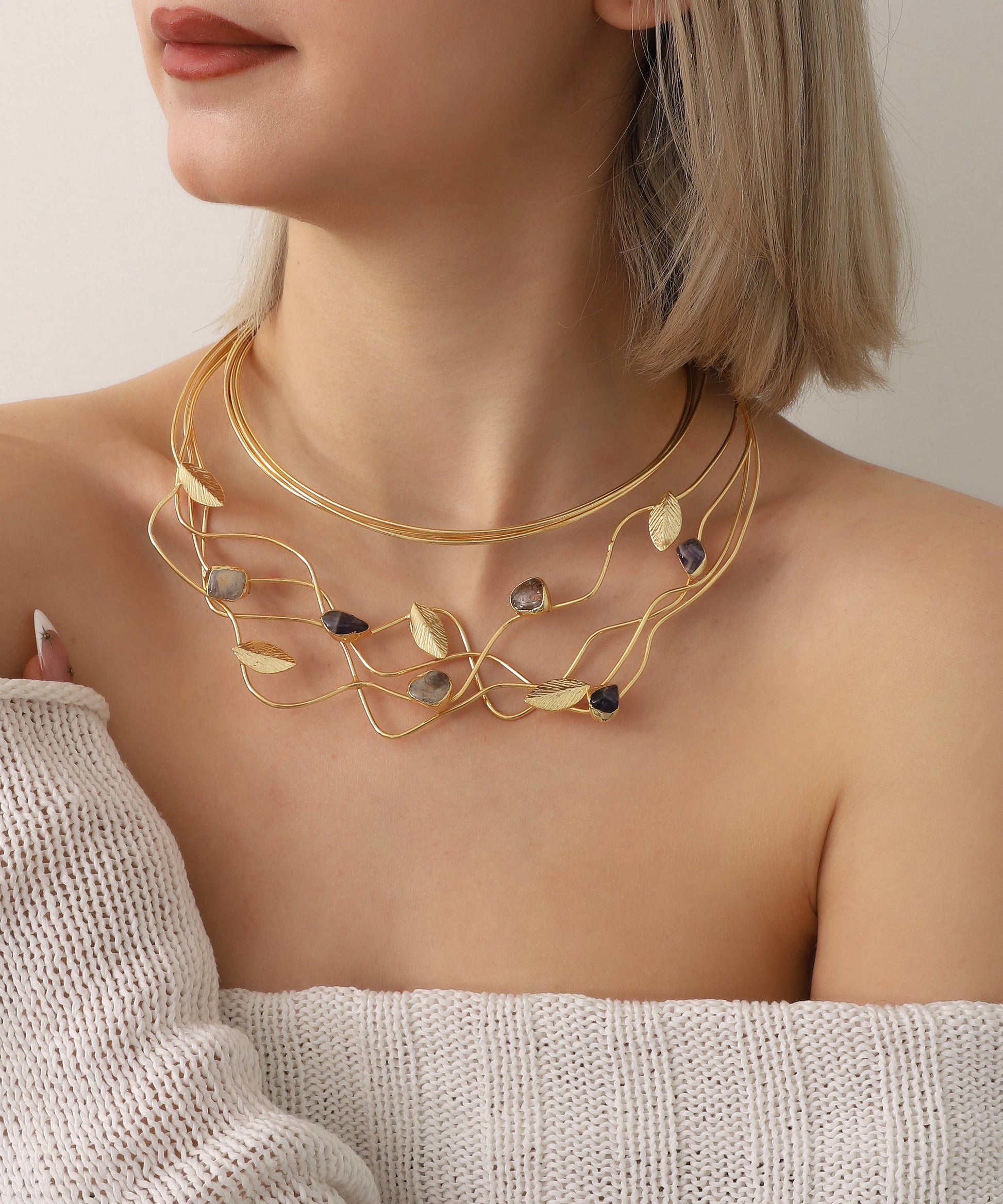 Gold Plated Stone Women Necklace