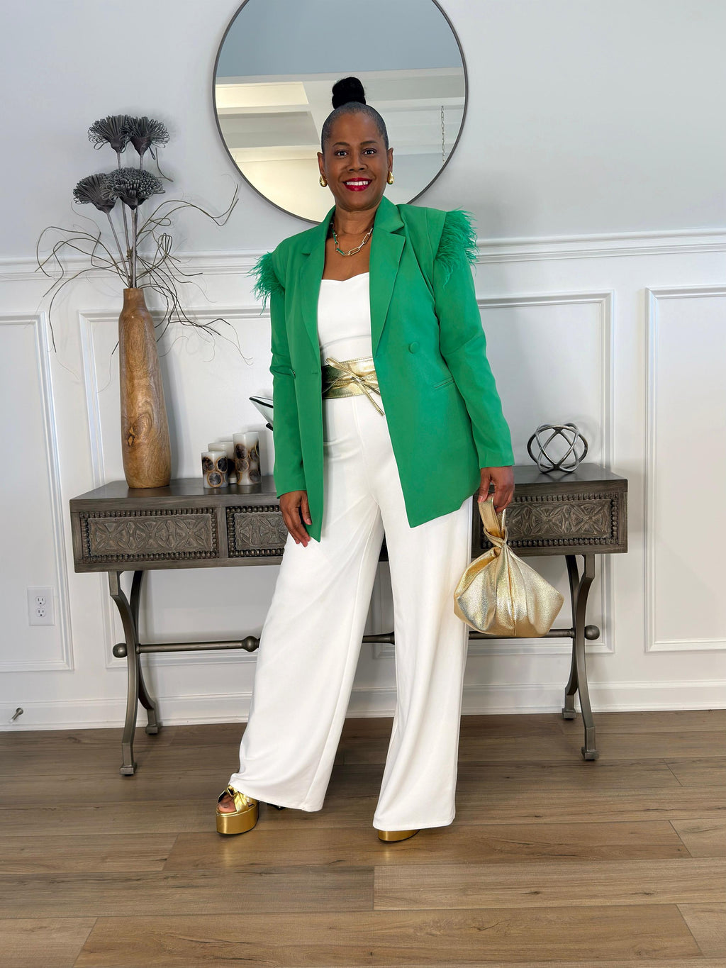 Make A Statement! Blazer With Feather Detail