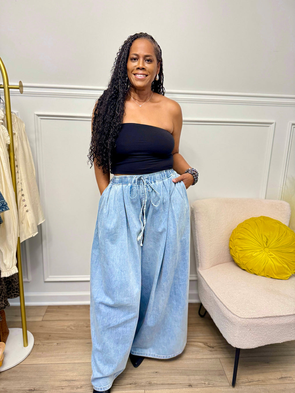 Restock! Elastic Waist Wide Leg Jeans