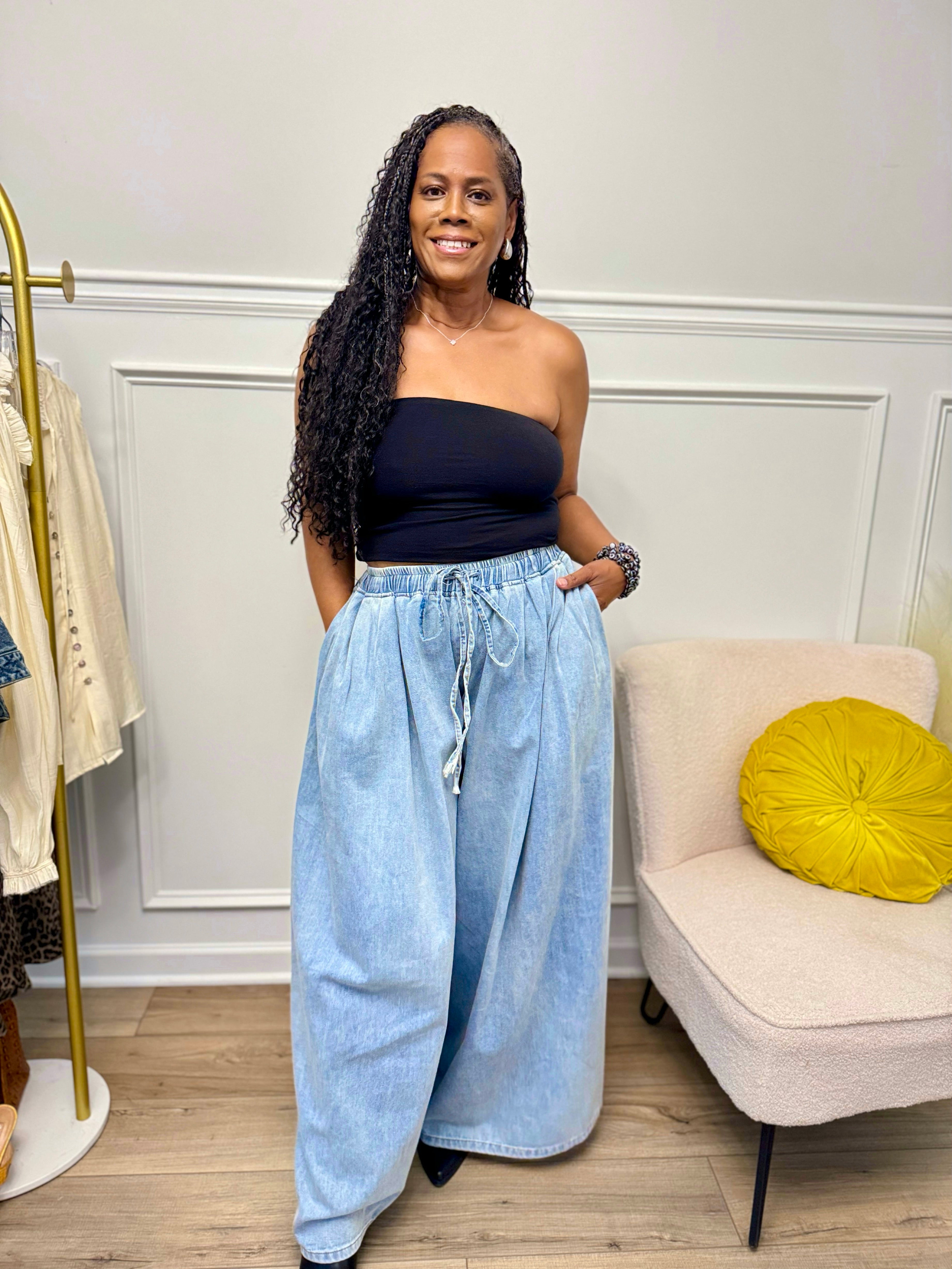 Restock! Elastic Waist Wide Leg Jeans
