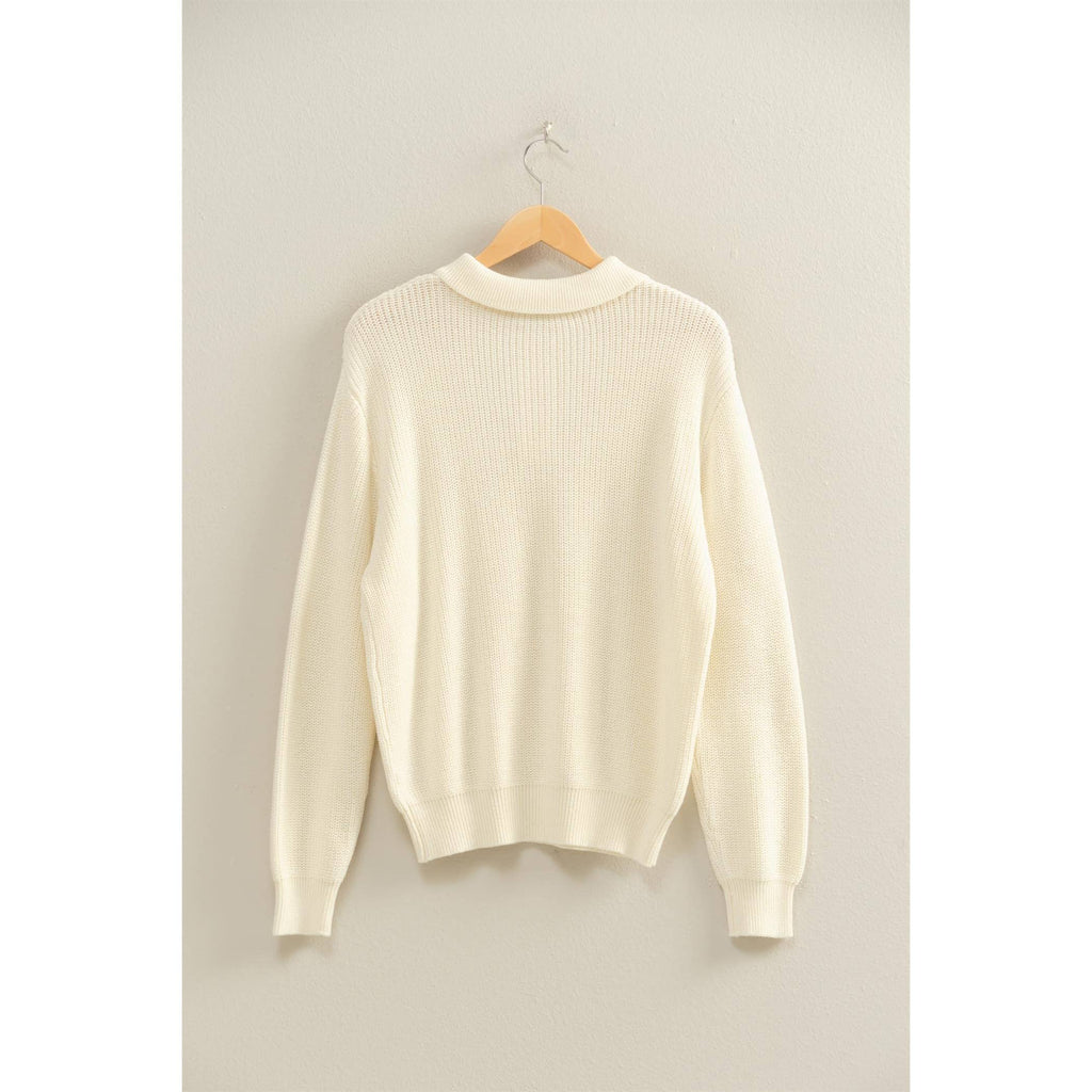 Oversized Collar Sweater: OFF WHITE