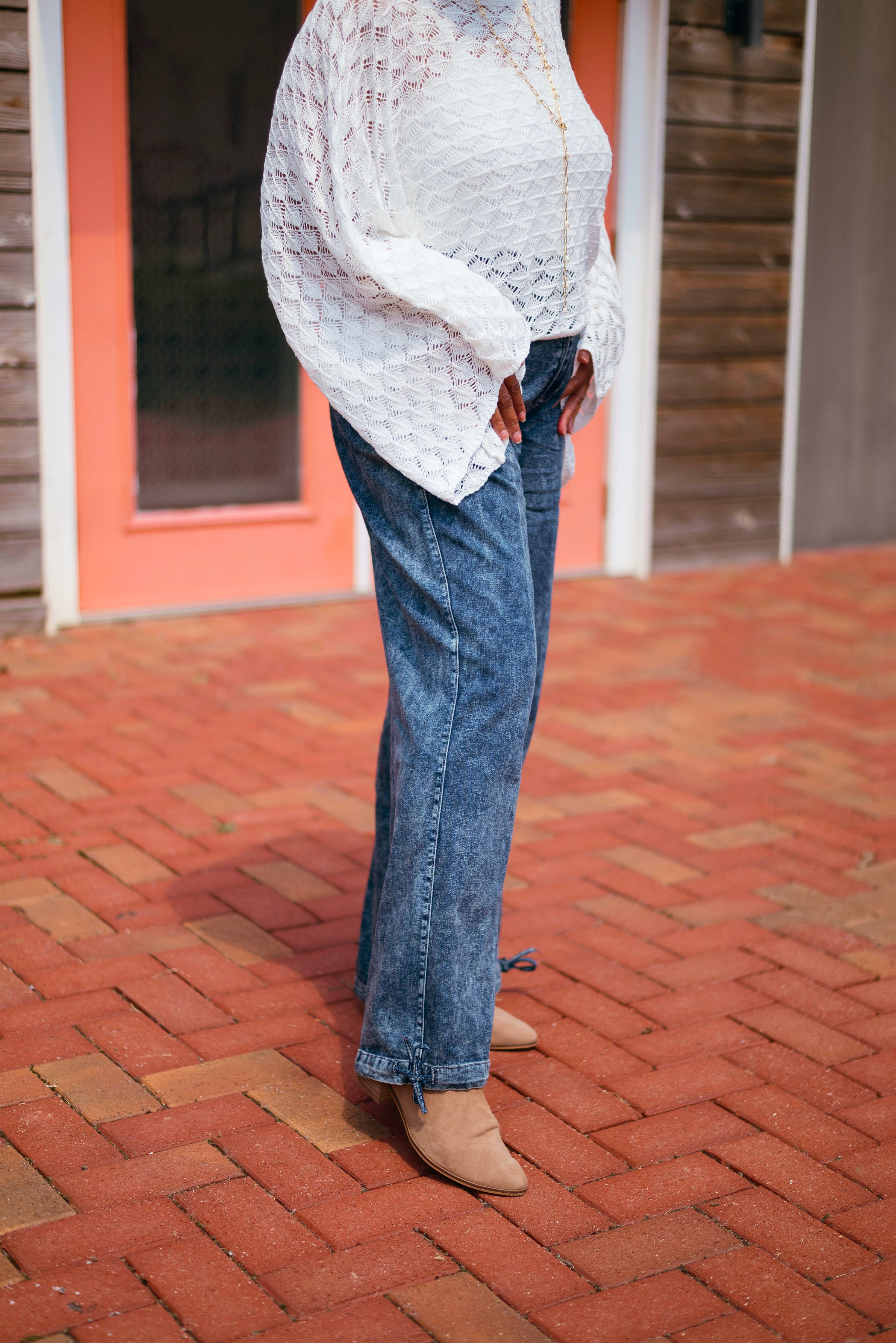 CINCH HEM WIDE LEG JEANS