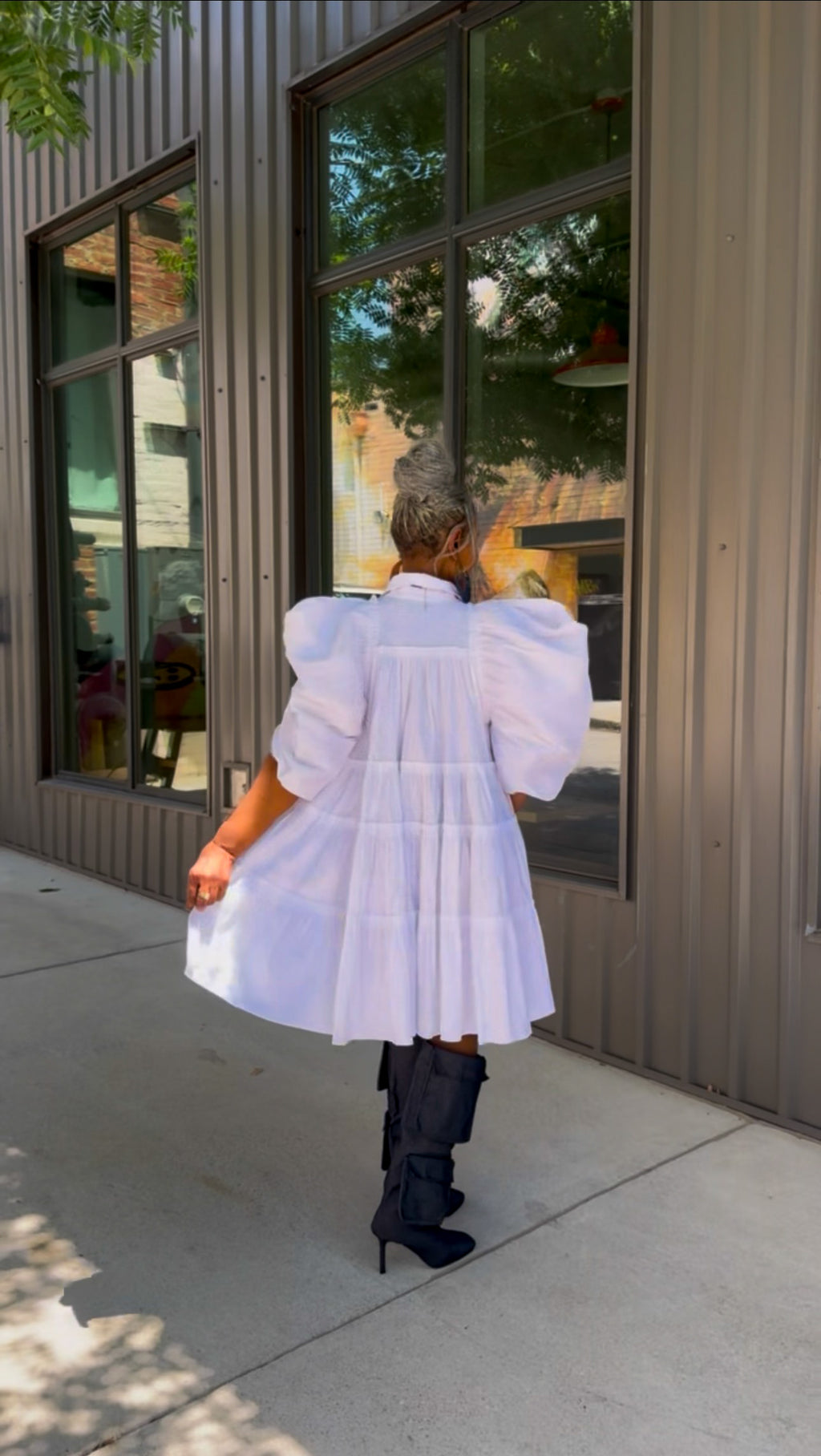 Balloon Sleeve Babydoll Dress