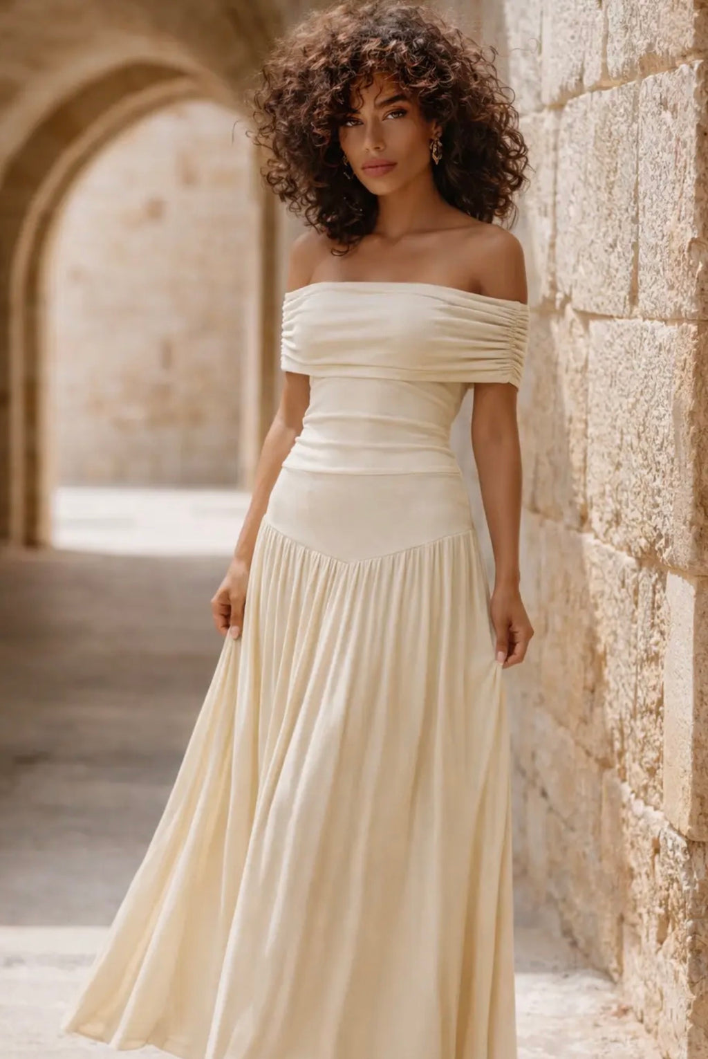 Aria Serenity Maxi Dress Cream & Sky Blue