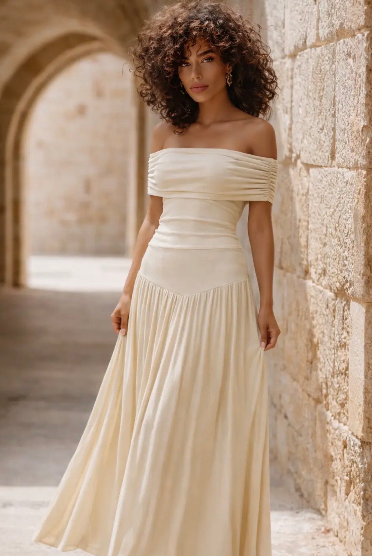Aria Serenity Maxi Dress Cream & Sky Blue