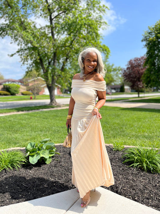 Aria Serenity Maxi Dress Cream & Sky Blue
