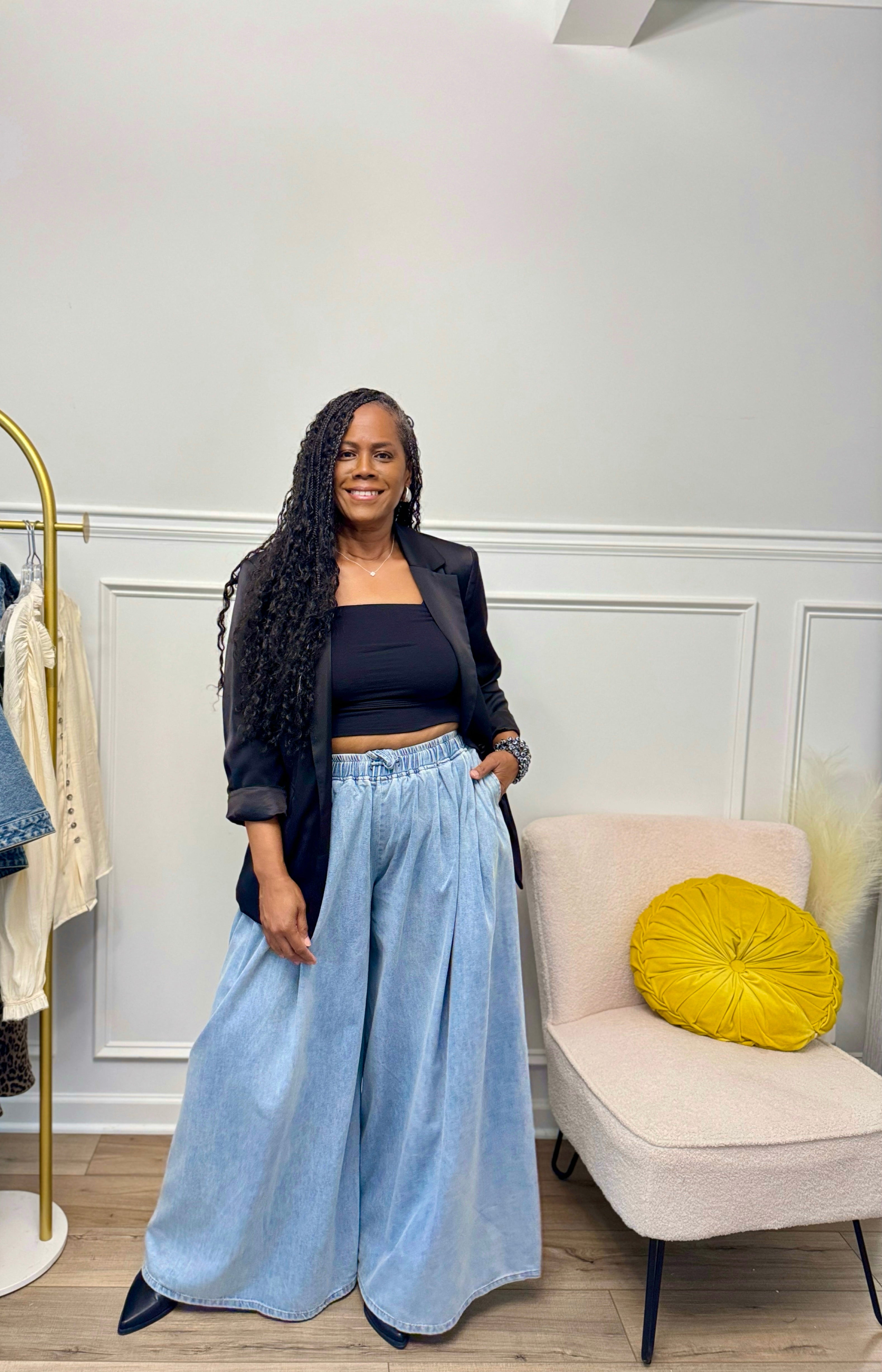 Restock! Elastic Waist Wide Leg Jeans