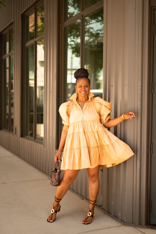Balloon Sleeve Babydoll Dress