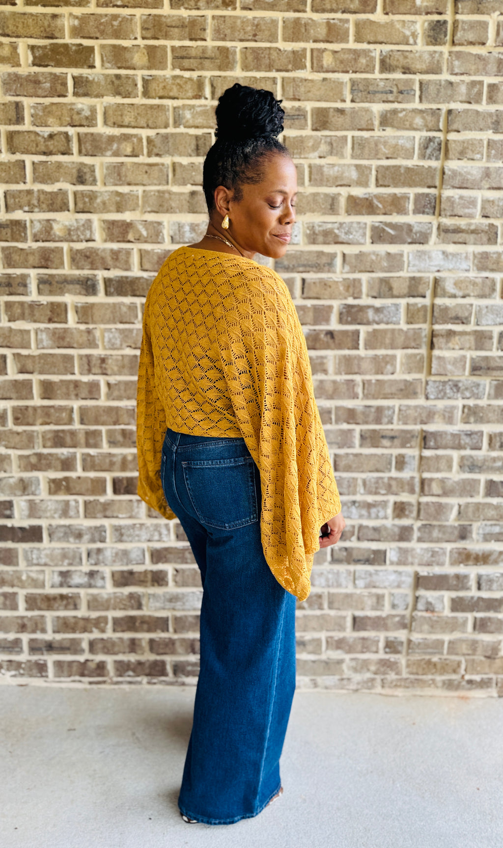 FREE SPIRIT BELL SLEEVE TOP: MUSTARD
