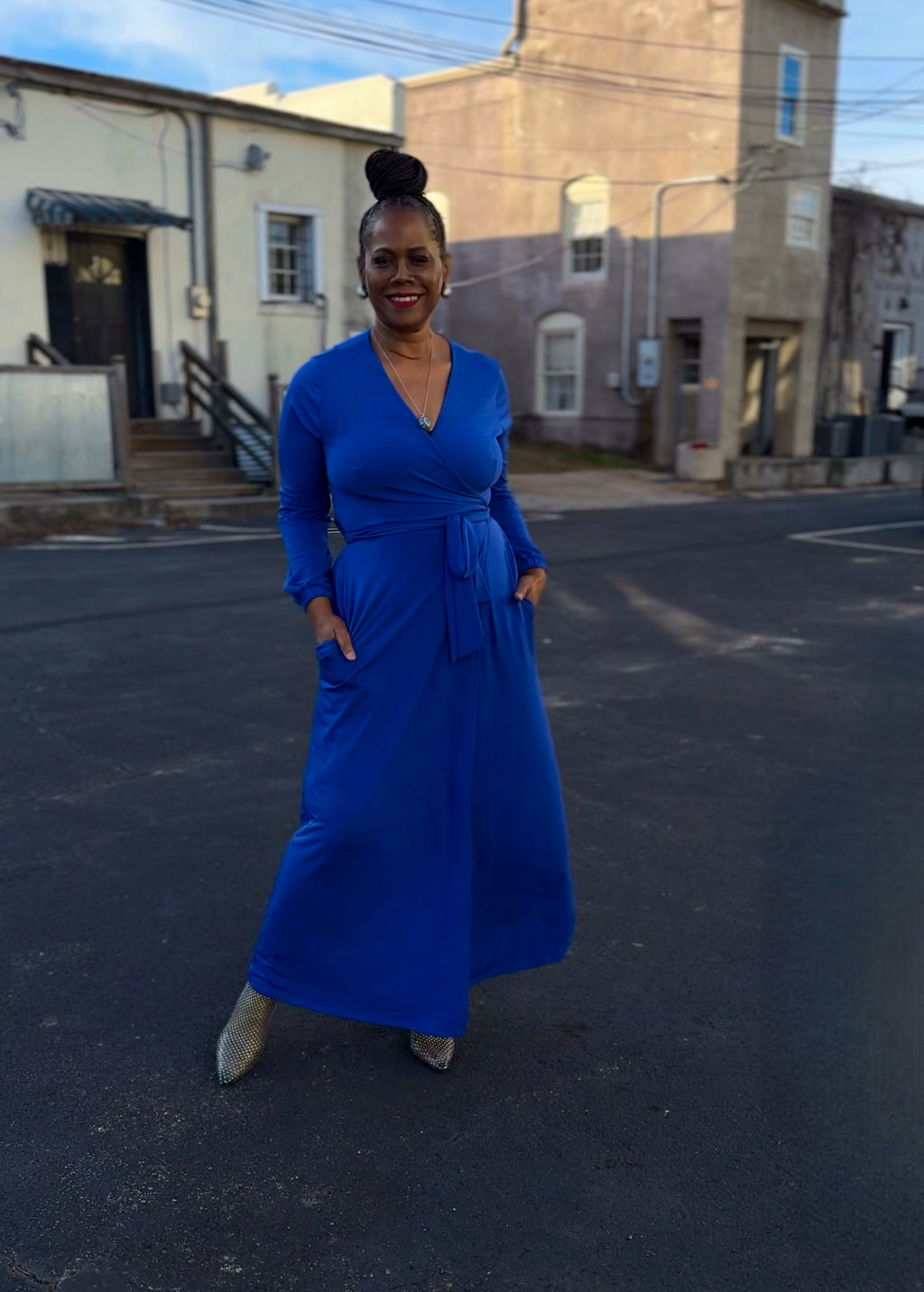 LONG SLEEVE MAXI DRESS: Royal Blue