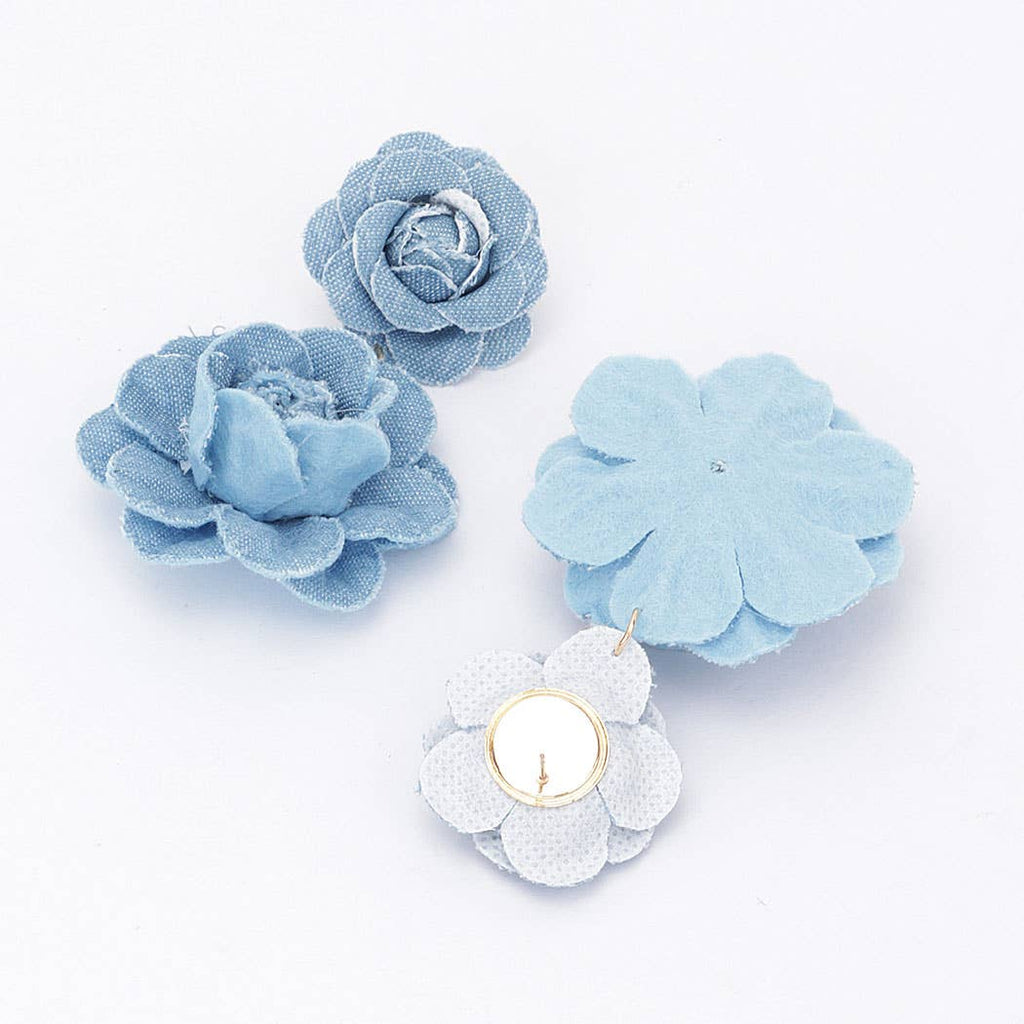 Denim Flower Earring: Light Denim
