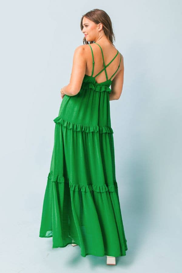 Criss-Cross & Ruffle Maxi Dress