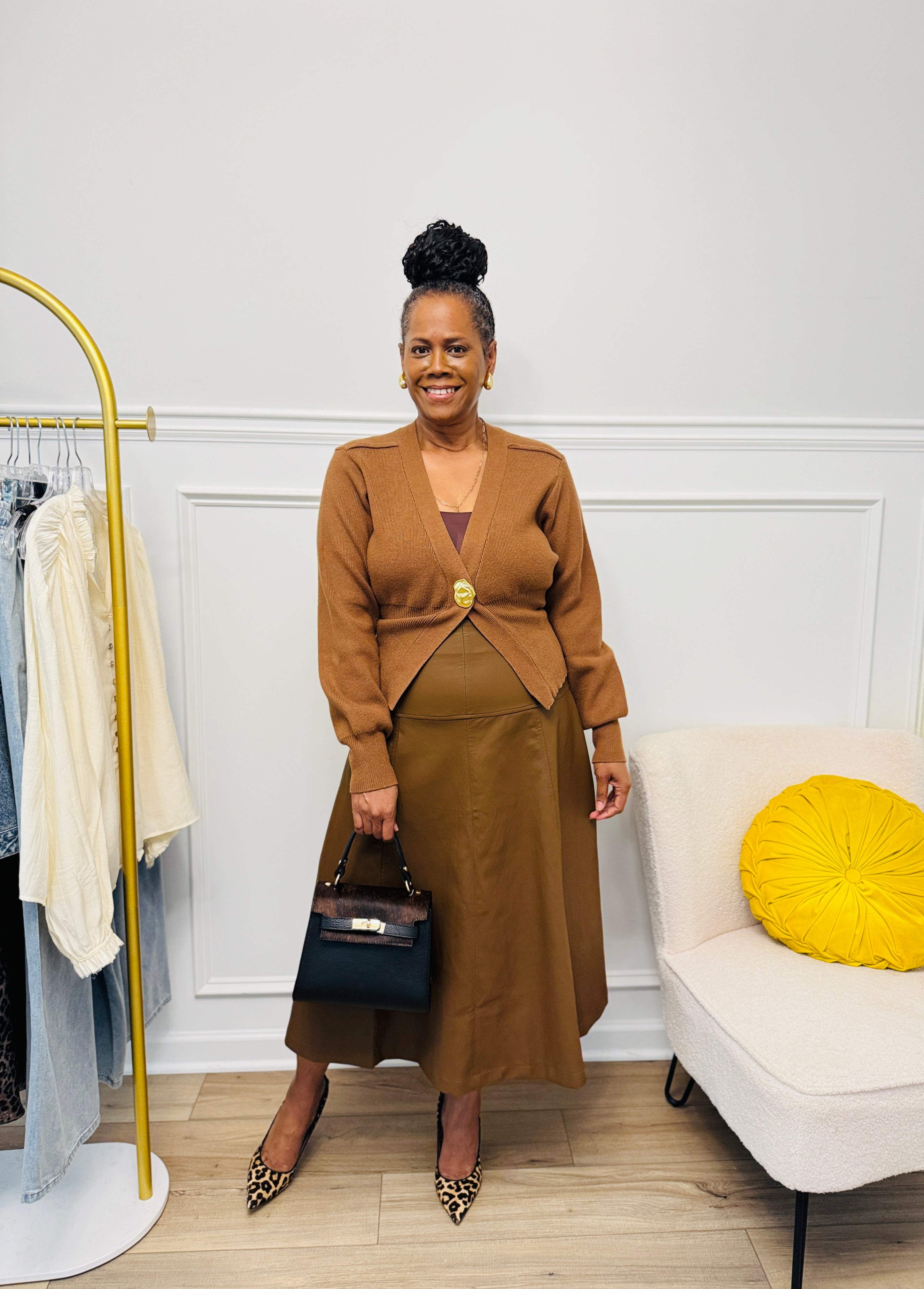 The Camel Lux Button Cardigan