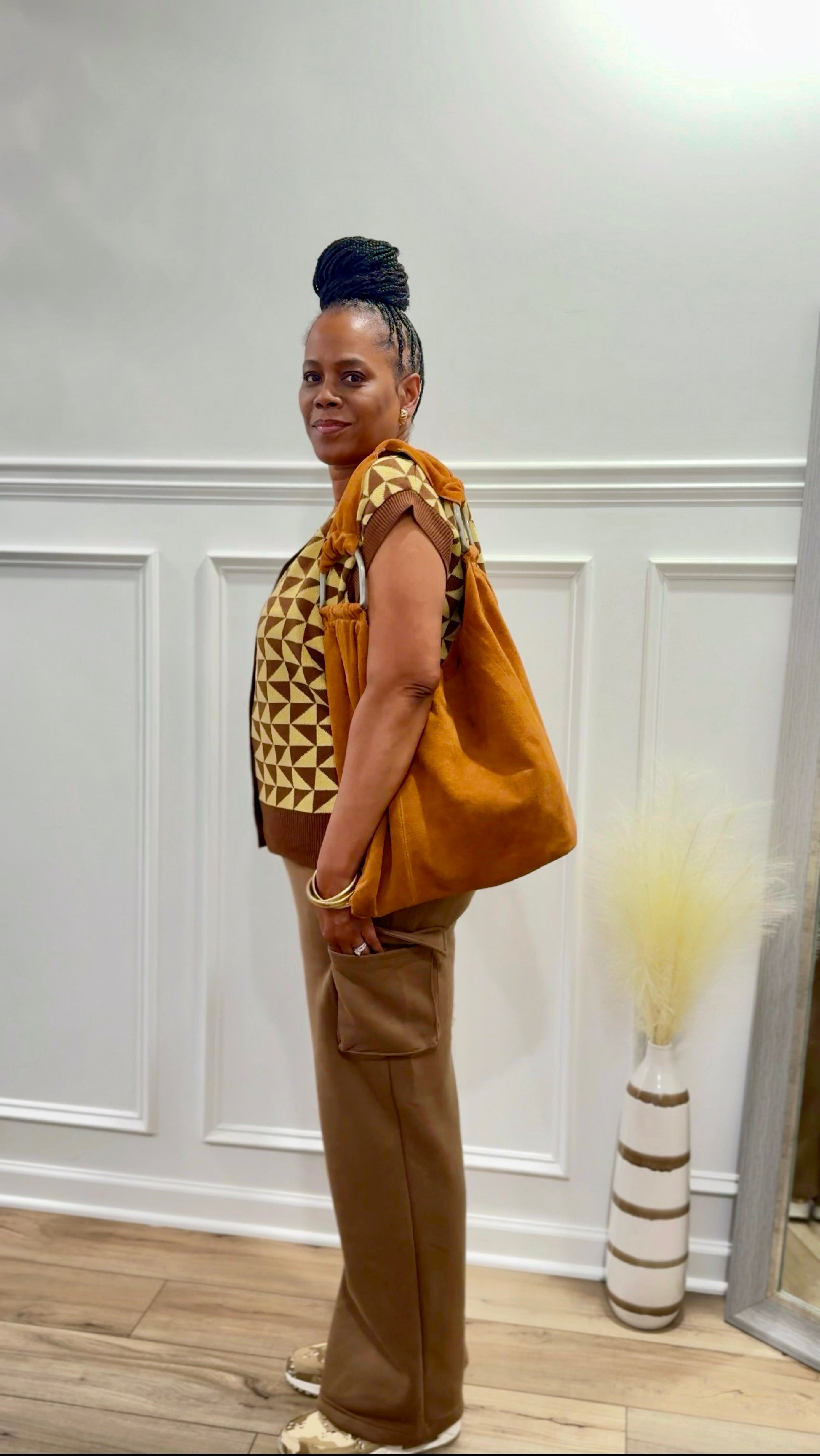 Drawstring Cargo Sweatpants: MOCHA