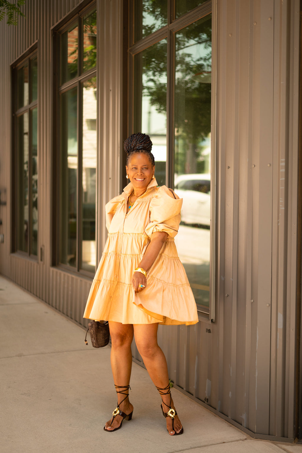Balloon Sleeve Babydoll Dress