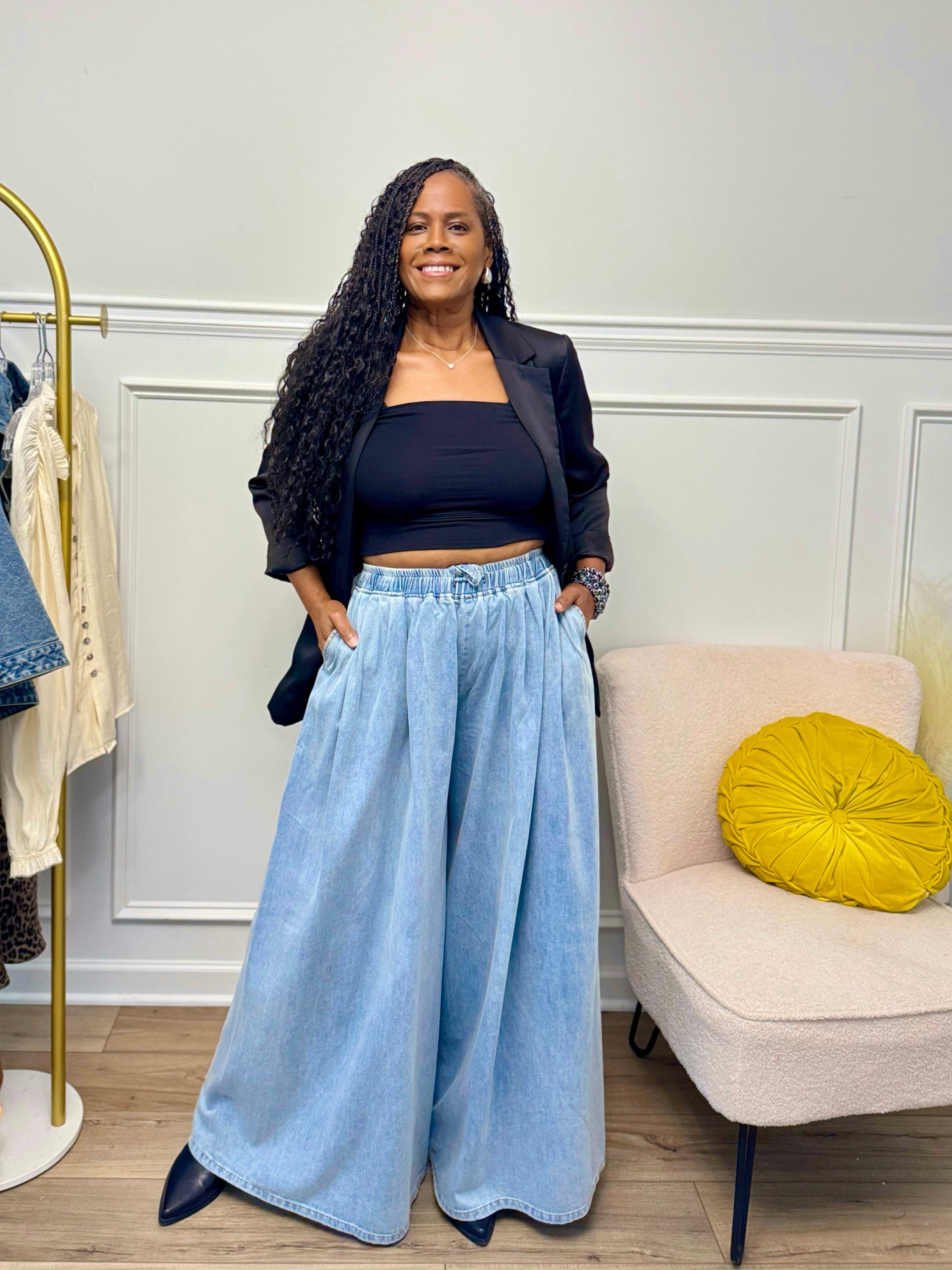 Restock! Elastic Waist Wide Leg Jeans