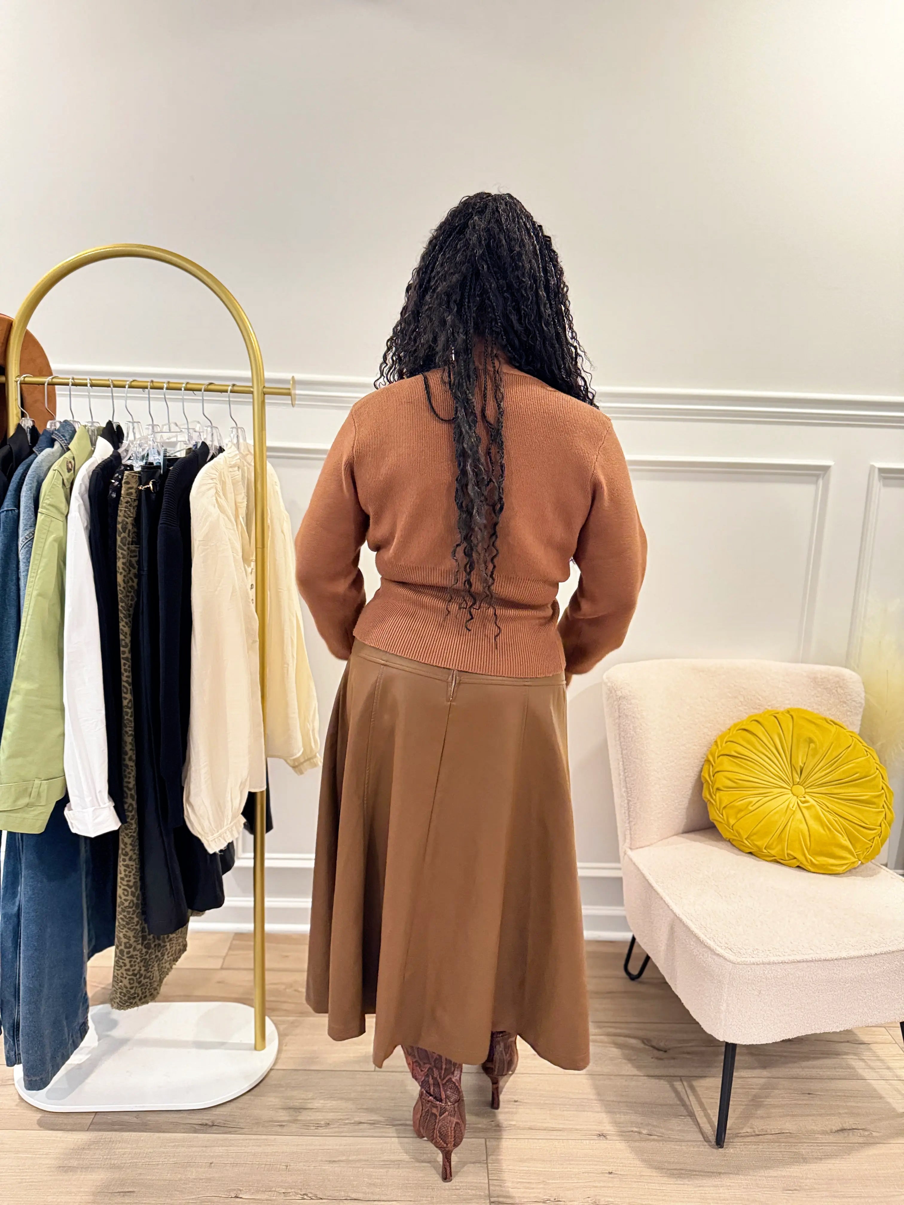 The Camel Lux Button Cardigan