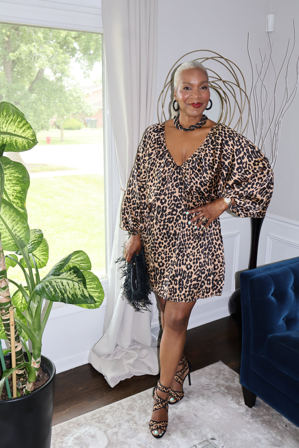 Best Seller! Shirred Satin Mini Dress | Leopard Print