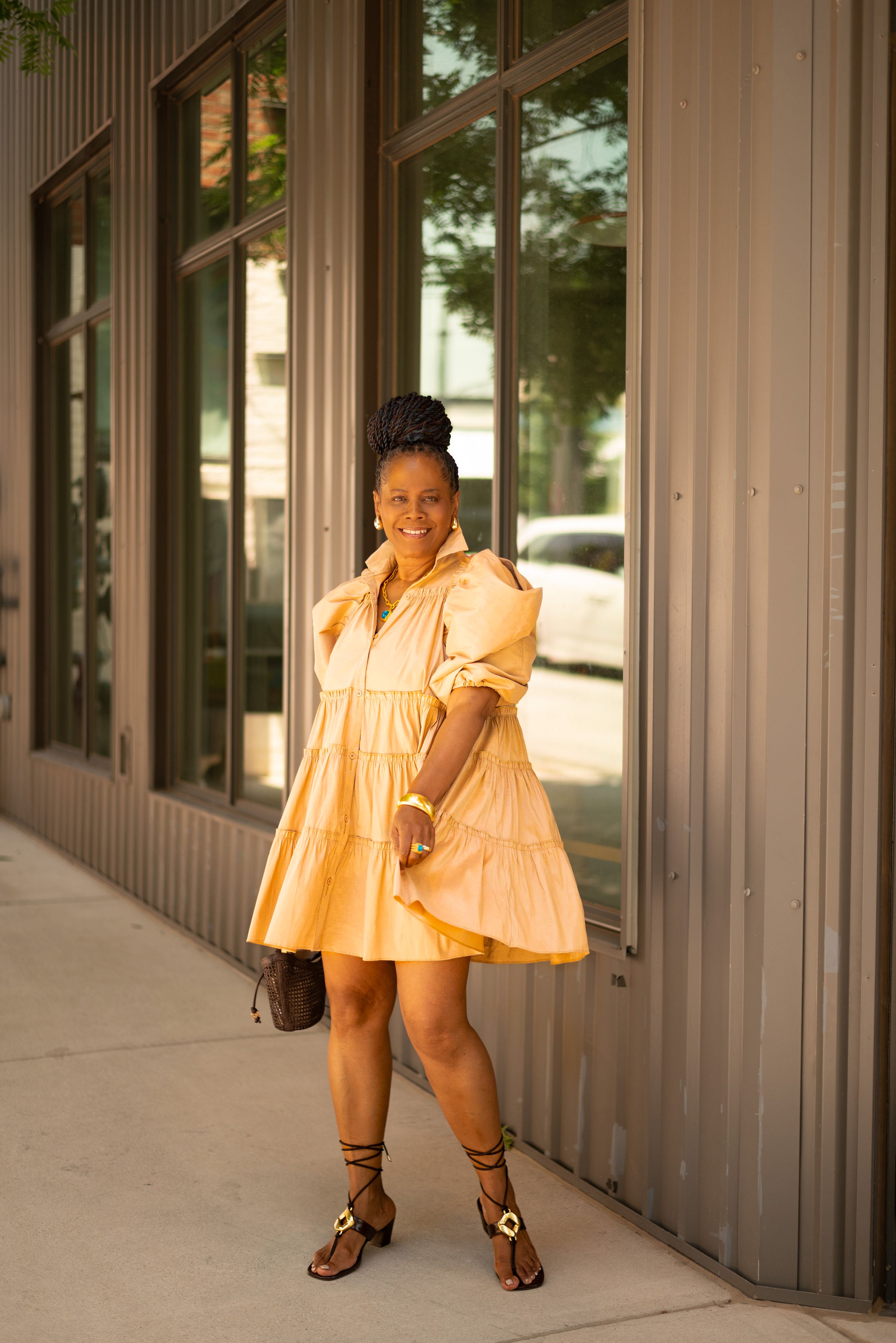 Balloon Sleeve Babydoll Dress