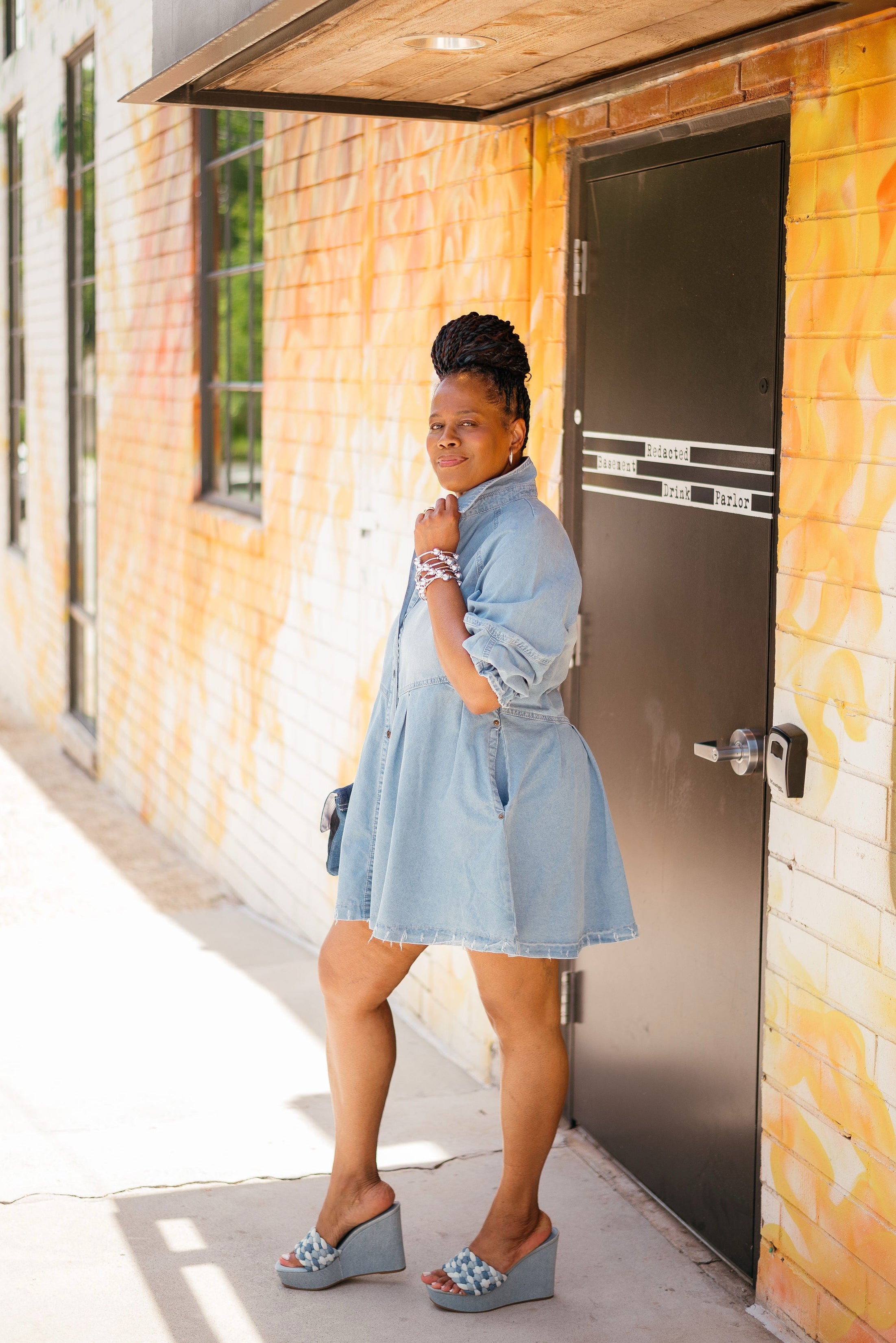 Button Down Denim Shirt Dress