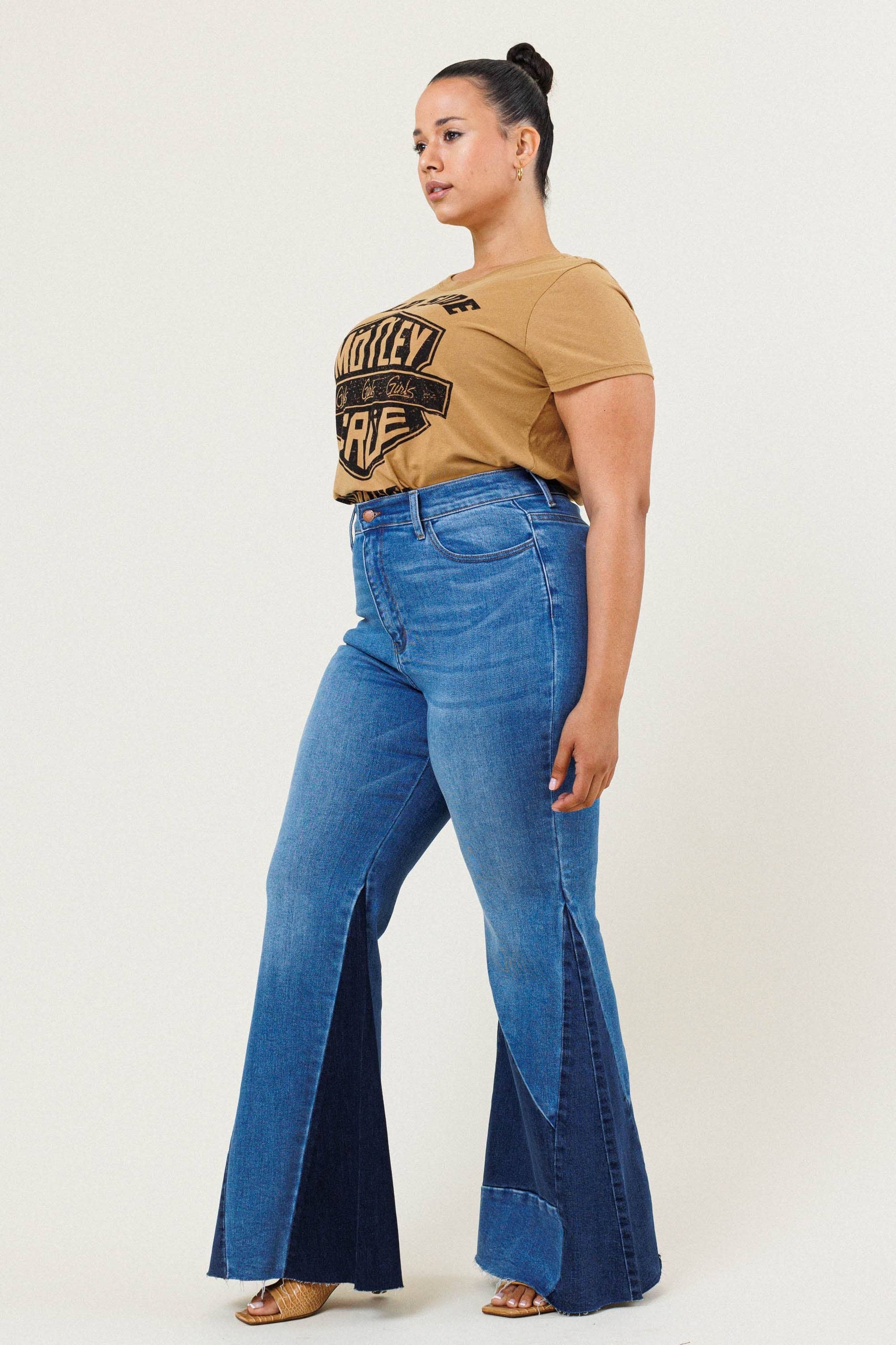 Color Block Flare Jeans