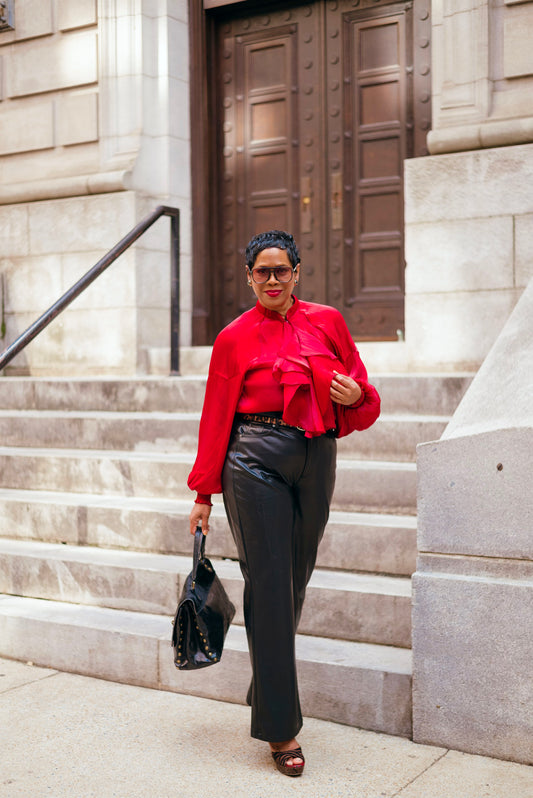 Garnet Glam Ruffle Blouse