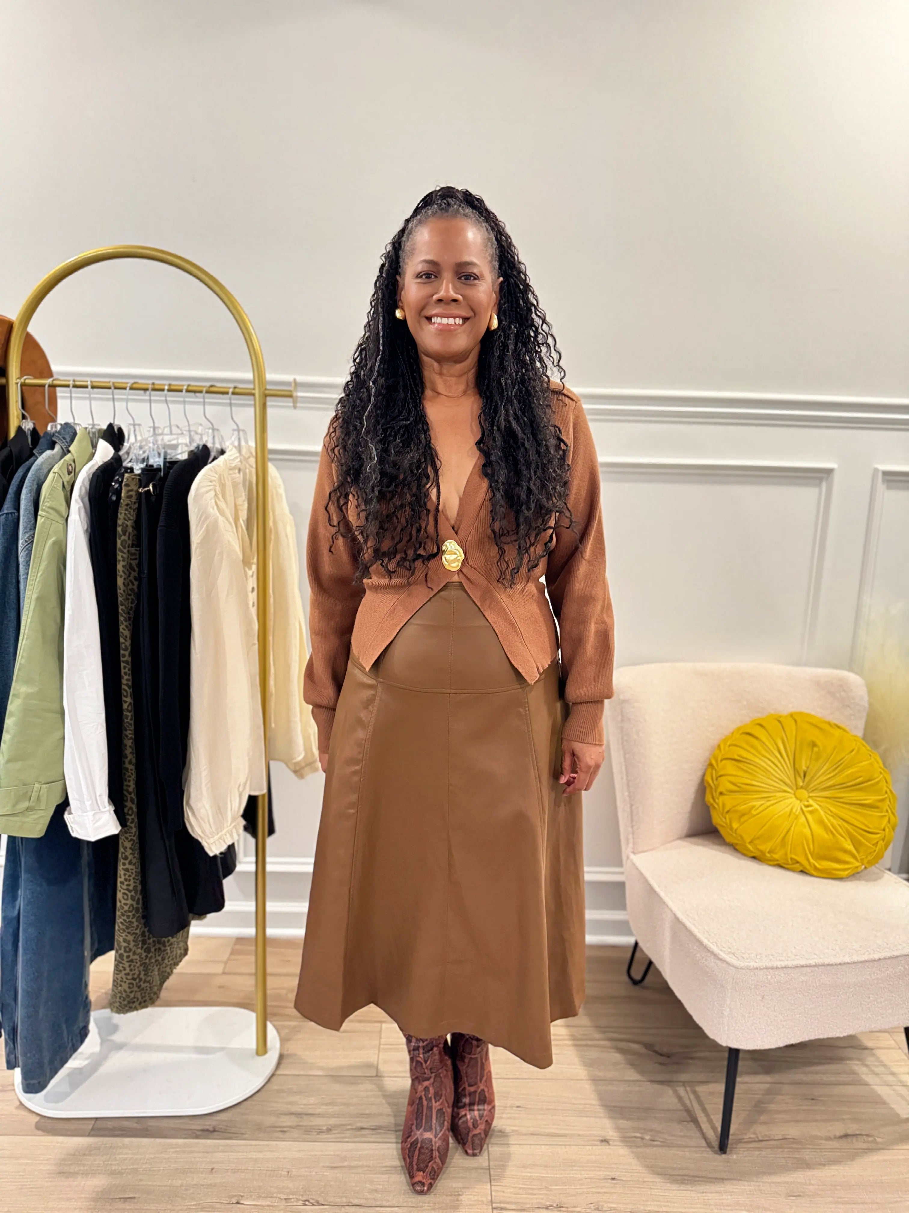 The Camel Lux Button Cardigan